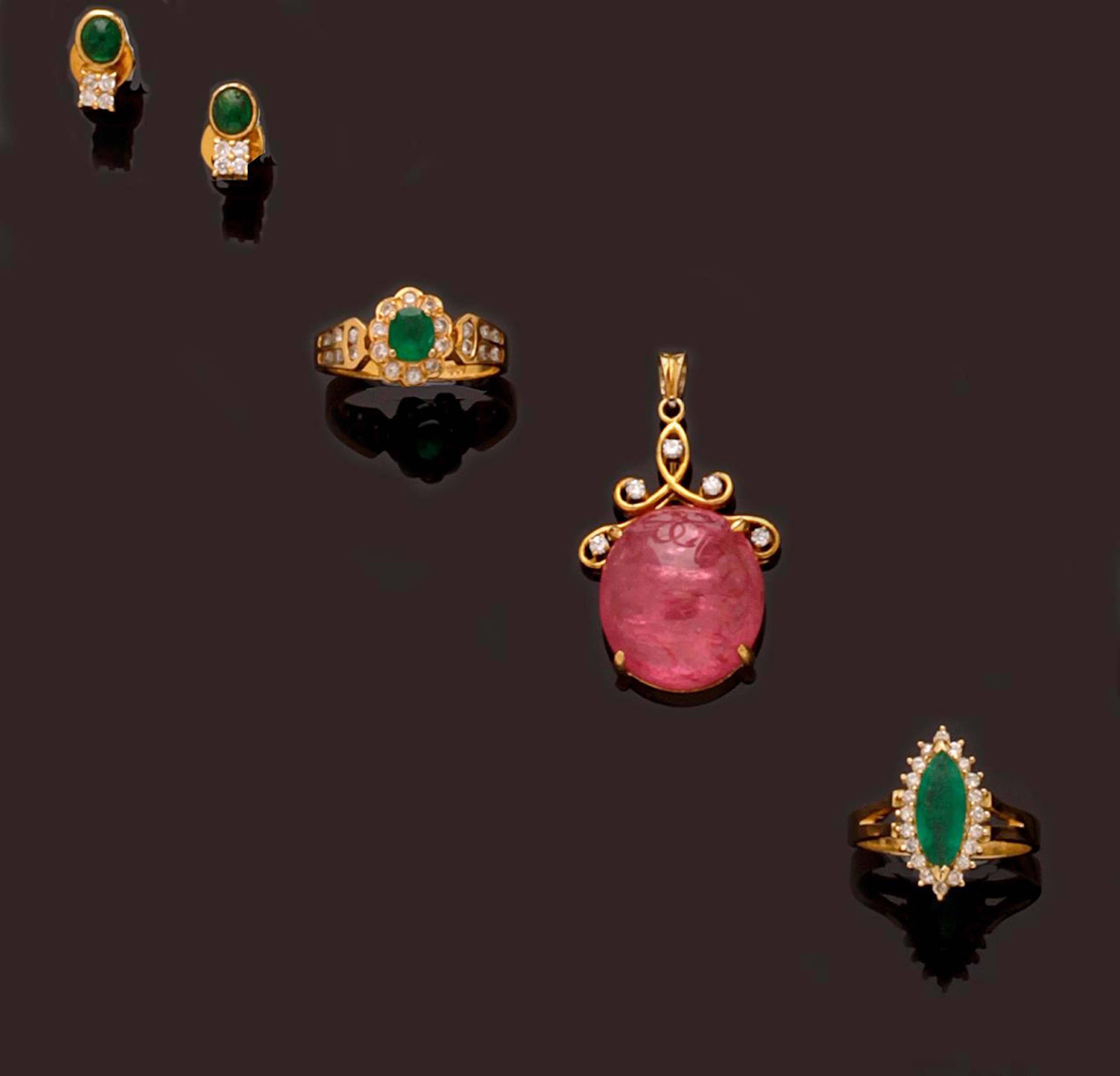 A collection of diamond and gem set jewellery (6)