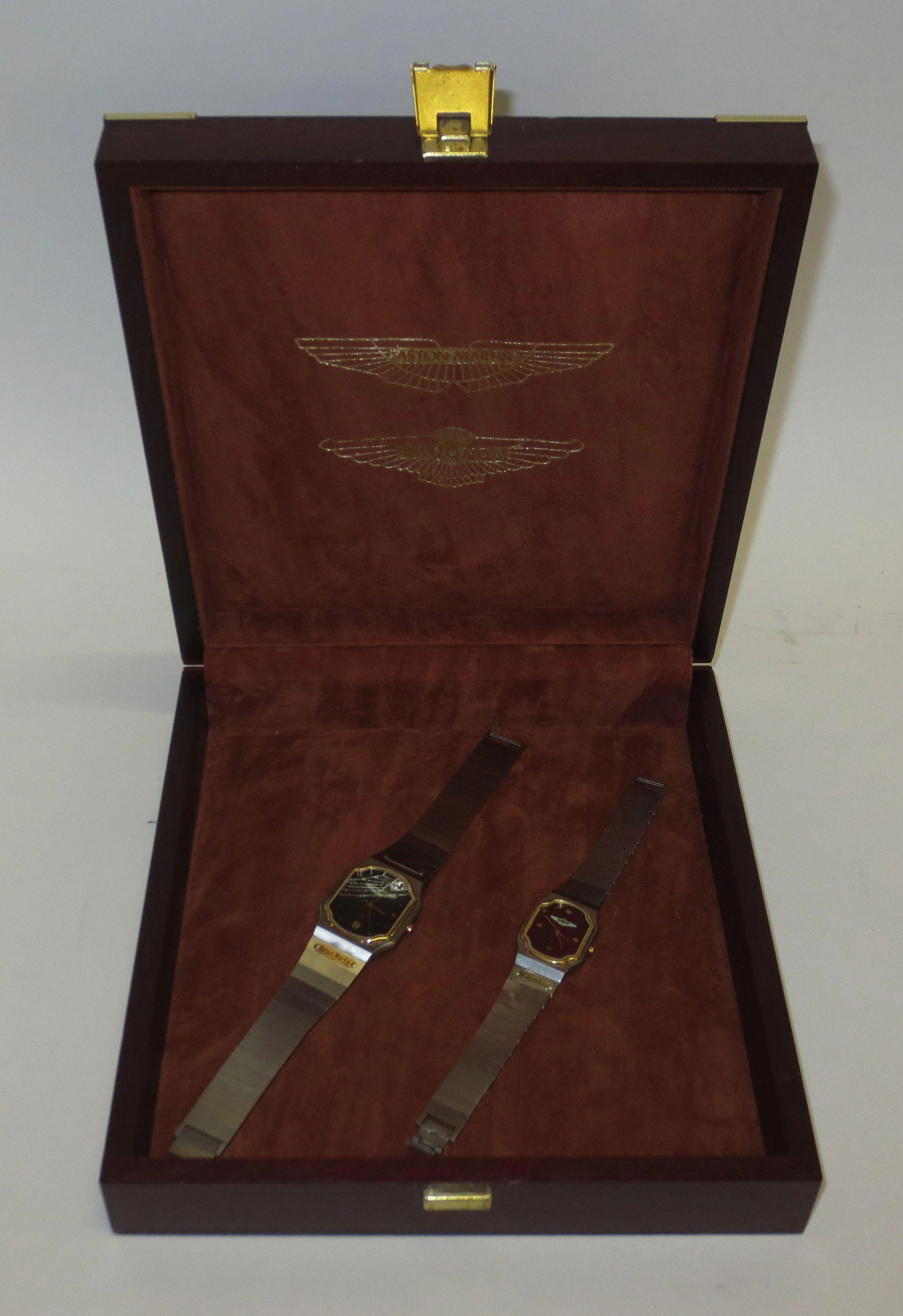 A pair of ladies' and gents' Aston Martin and Lagonda wrist watches by Jaeger-LeCoultre,