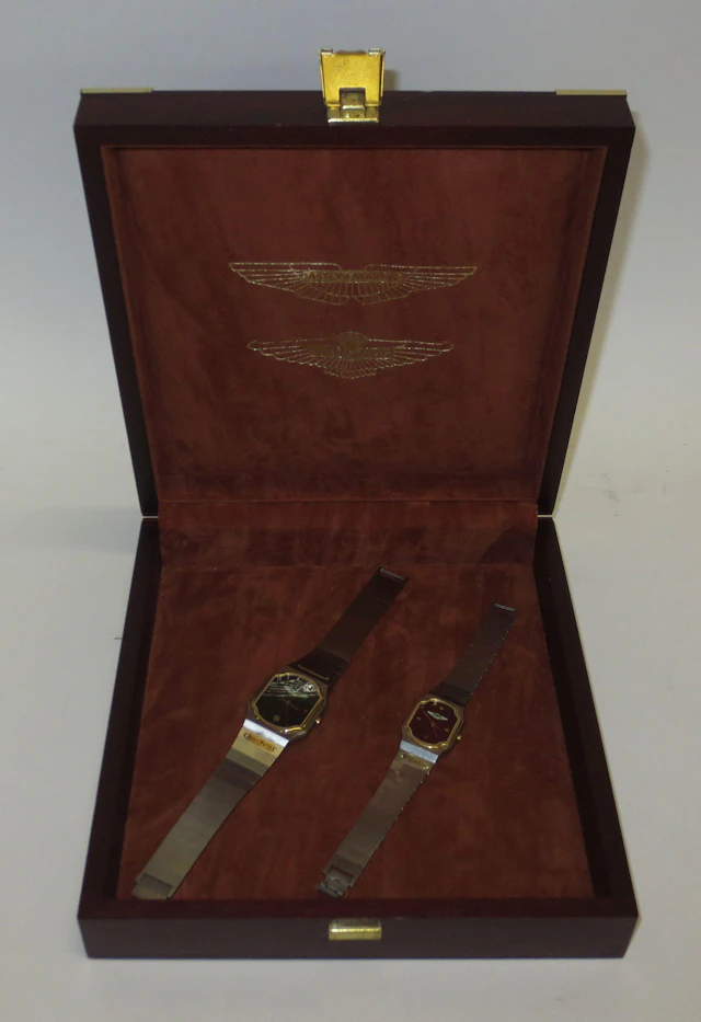 A pair of ladies' and gents' Aston Martin and Lagonda wrist watches by Jaeger-LeCoultre,