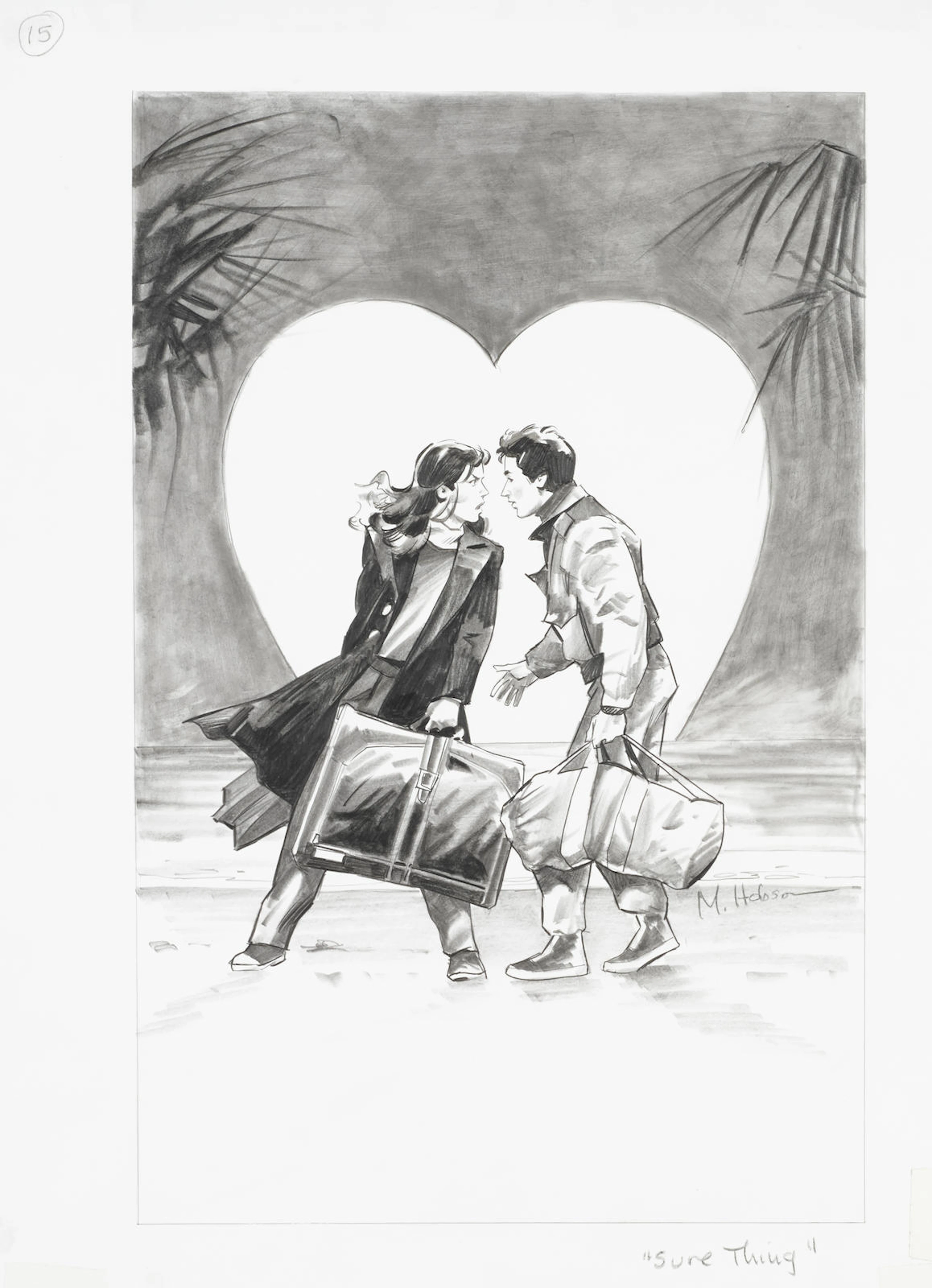 A Michael Hobson preliminary drawing for The Sure Thing