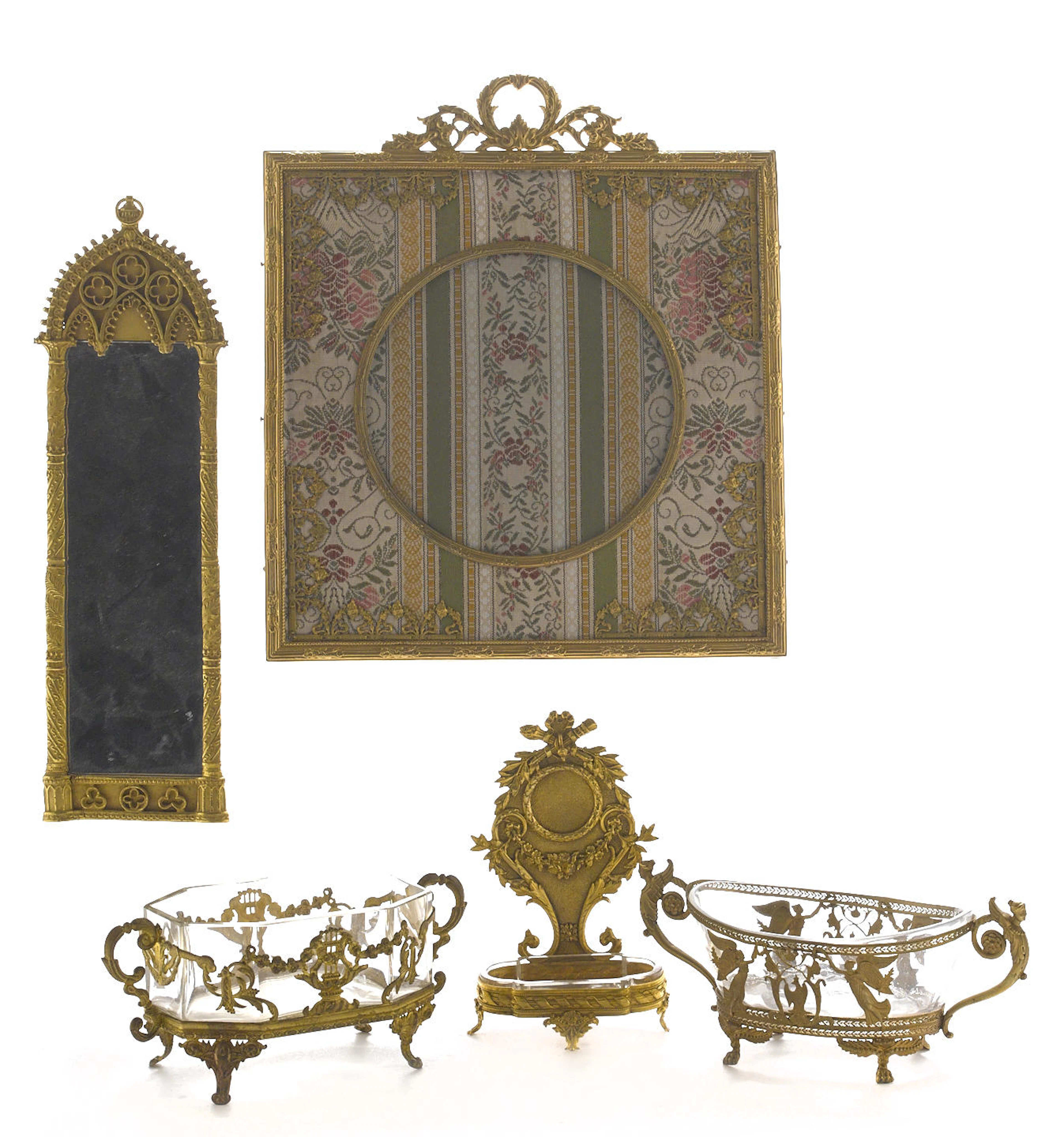 Six gilt bronze and glass table accessories 19th/early 20th century