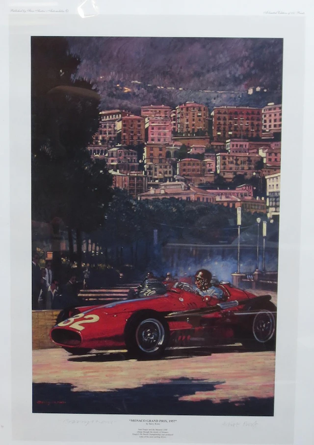 'Monaco GP 1957', an artist's proof print after Barry Rowe,