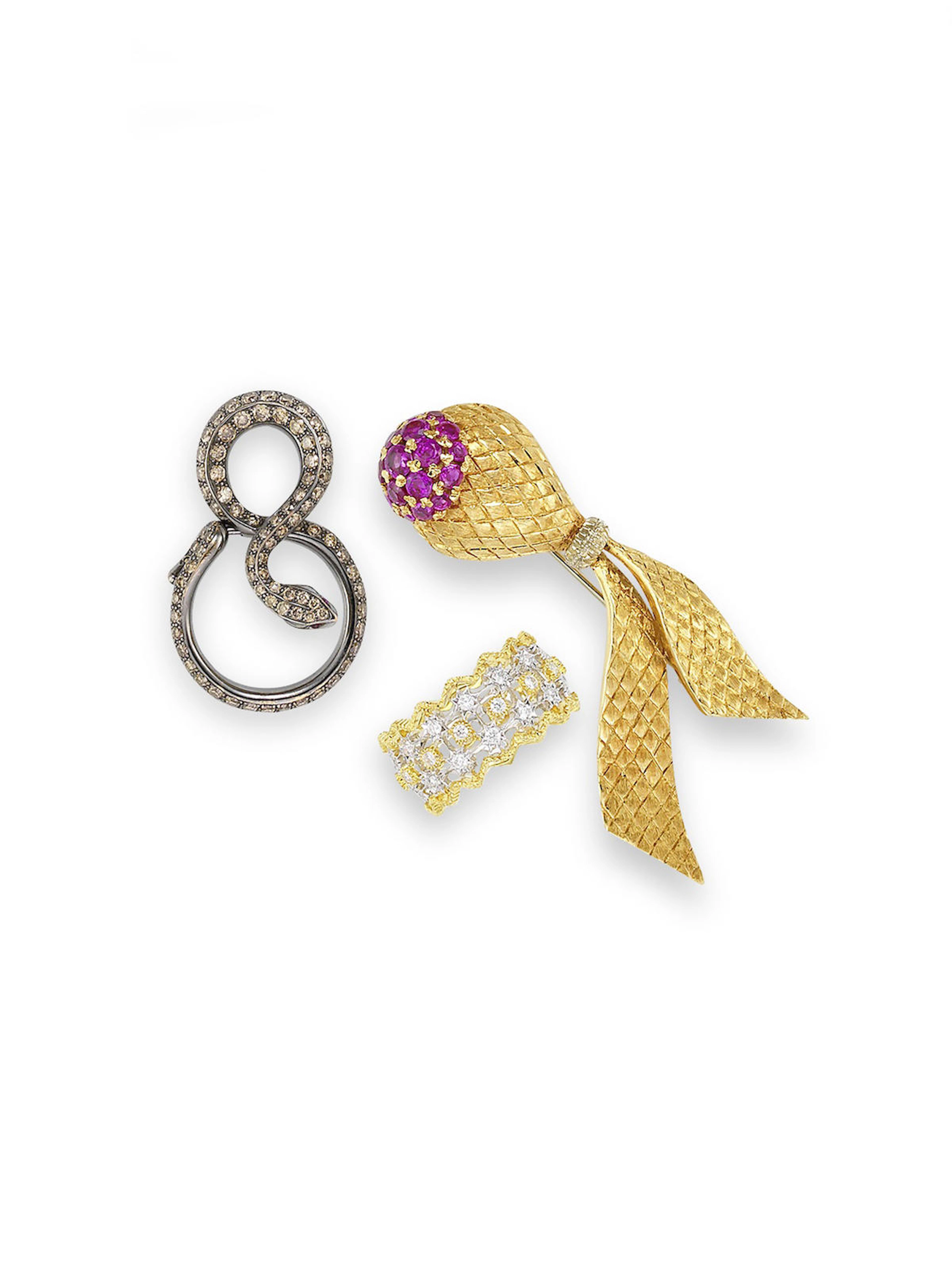 A group of gem-set and diamond jewellery (5)