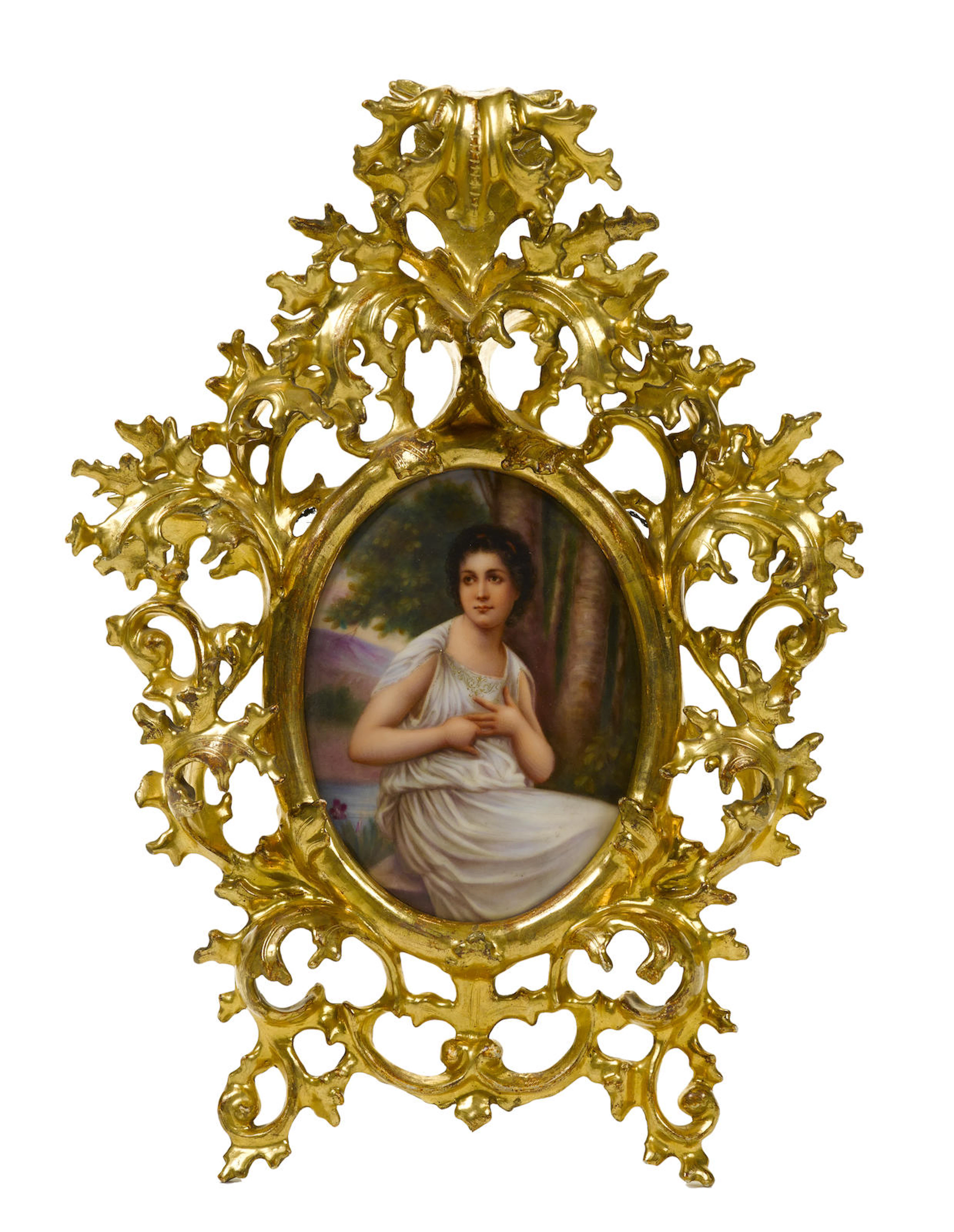 A German oval porcelain plaque: Reflexion early 20th century