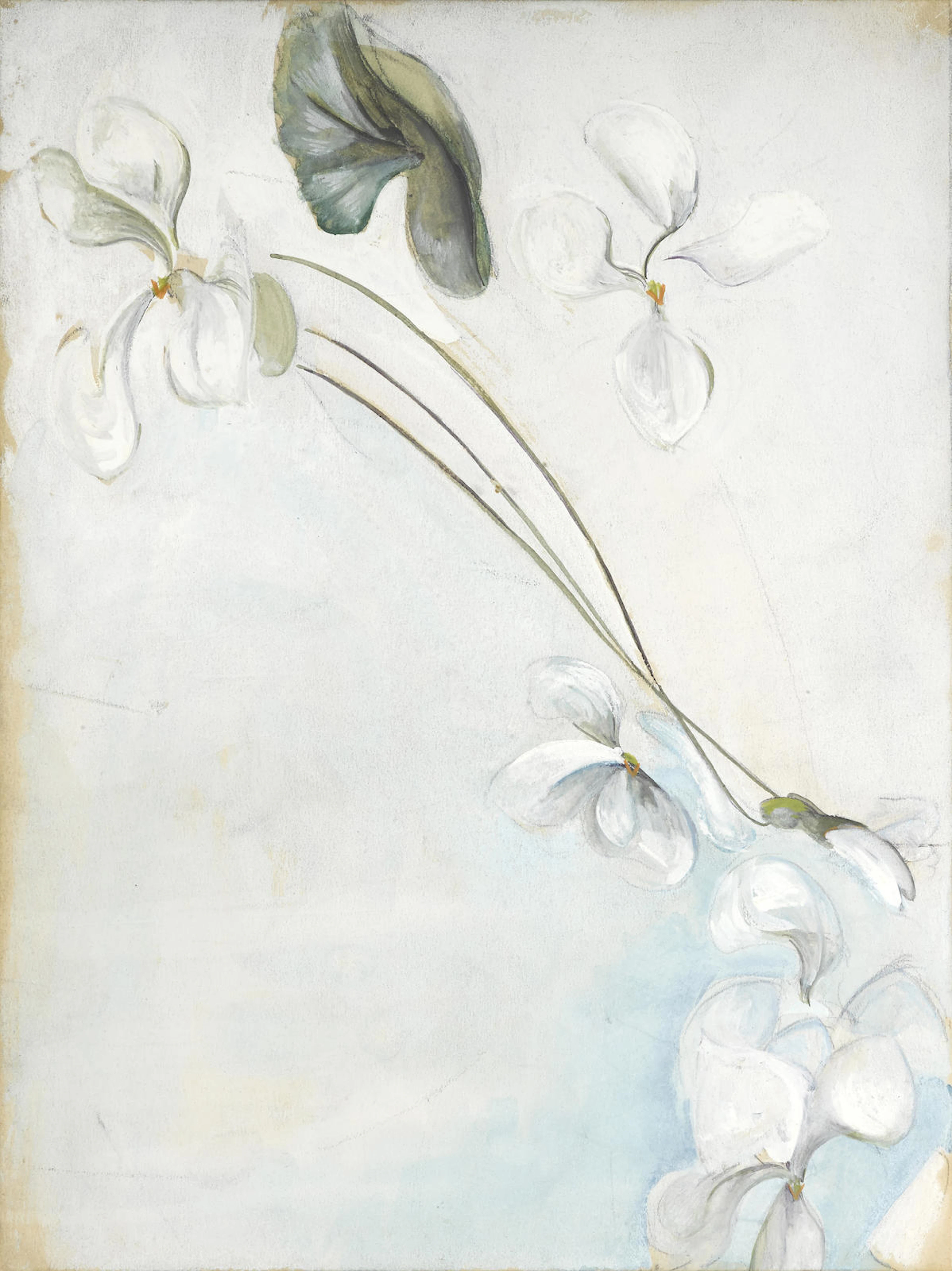 FITZGERALD, ZELDA. 1900-1948. Original watercolor painting on artist board, floral study, 251 x 188 mm, with white highlights,