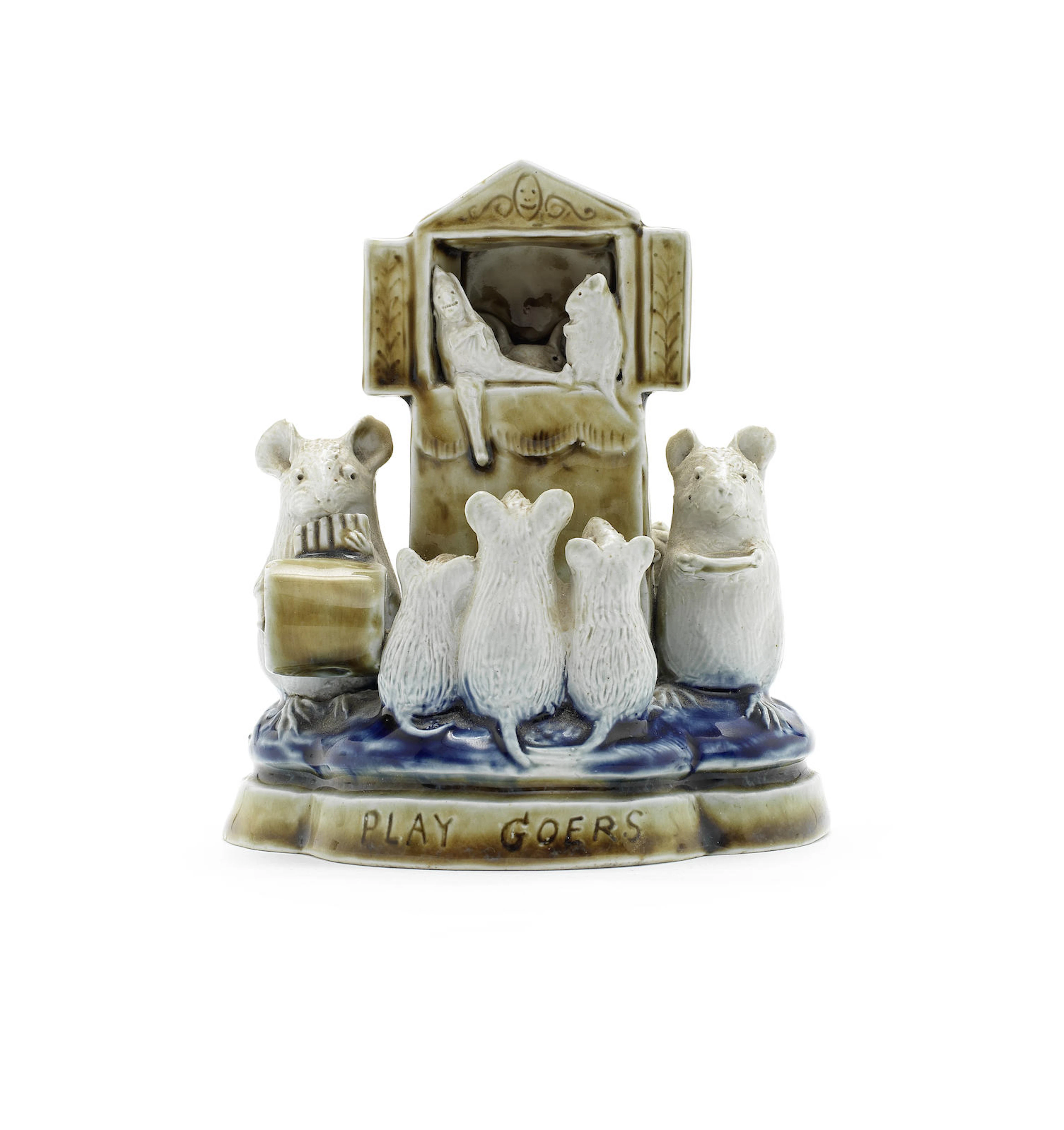 A George Tinworth 'Play Goers' Mouse Group, for Doulton Lambeth INCISED 'GT' MONOGRAM; CIRCA 1890