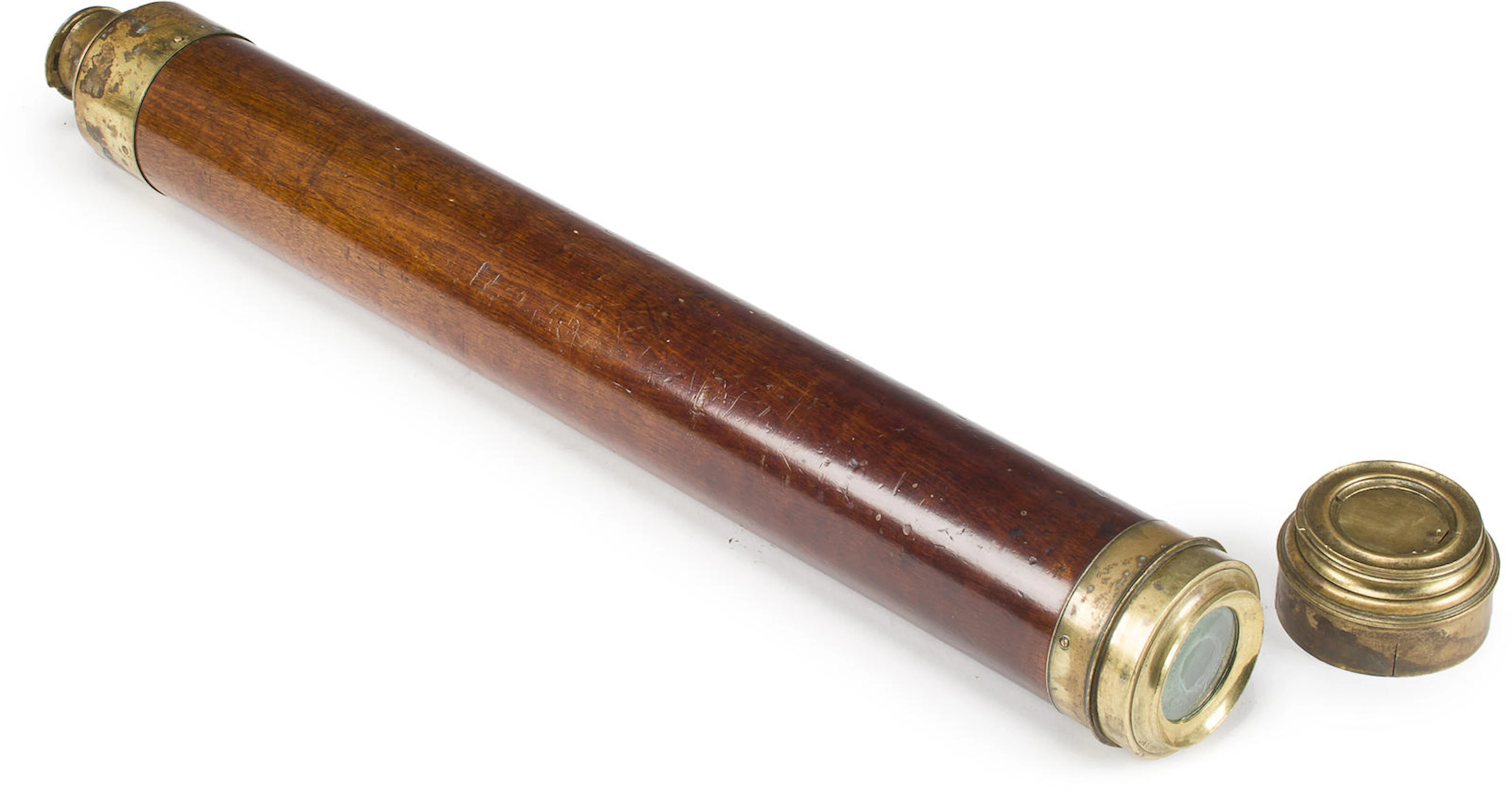 A 1-1/4 inch single draw telescope Probably British, 19th century 21 in., length collapsed.