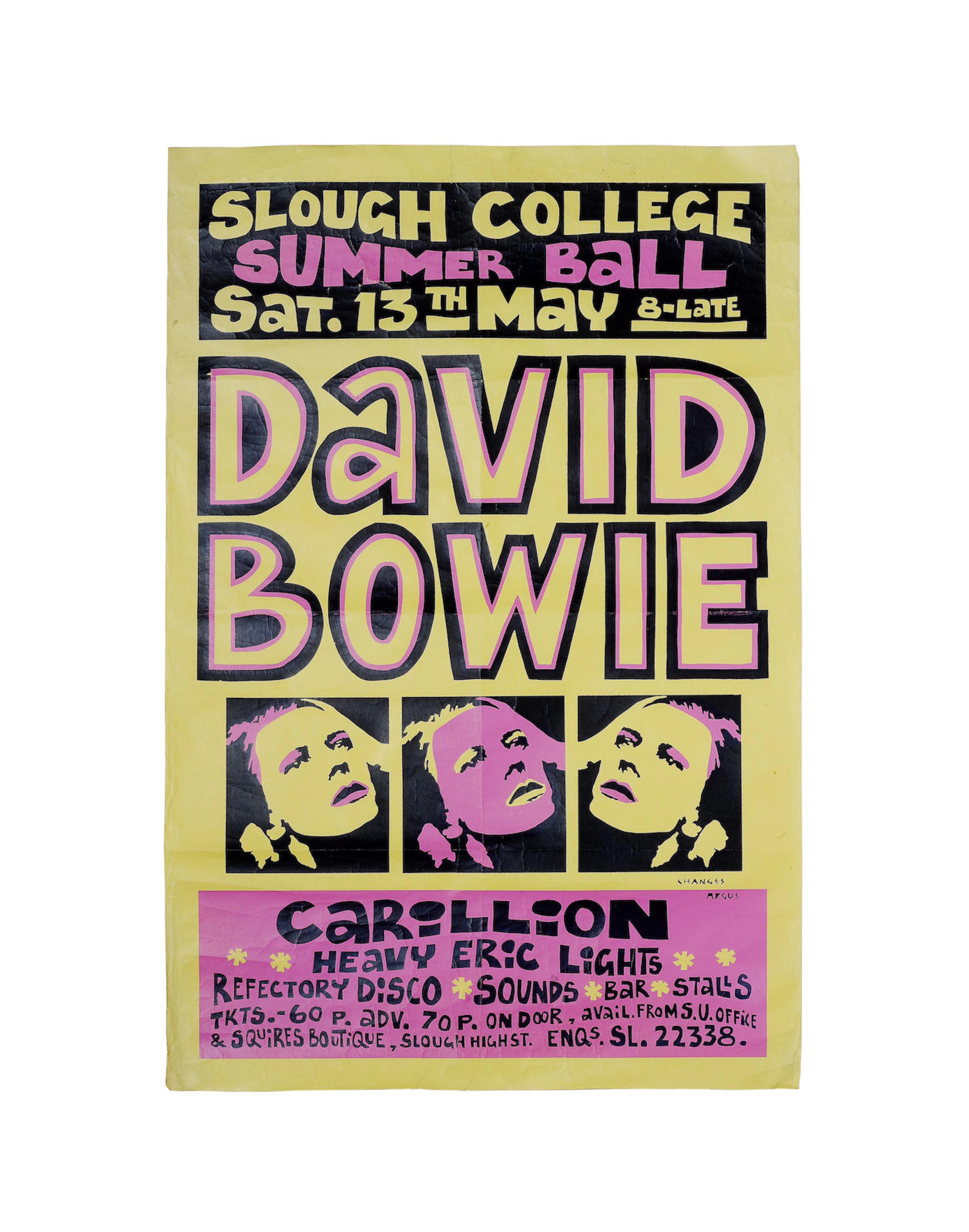 David Bowie: a rare early concert poster, 13th May 1972,