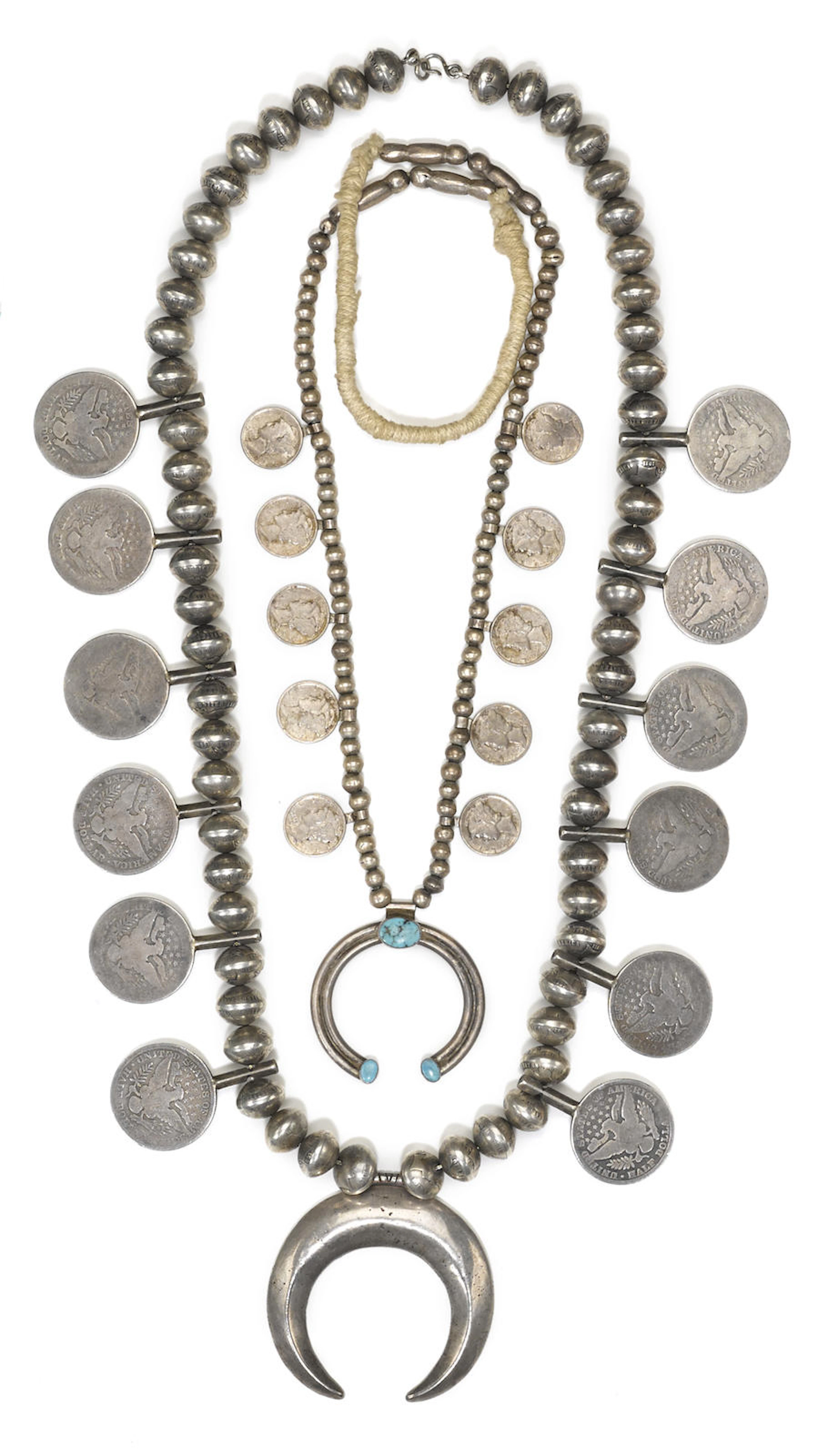 Two Navajo coin necklaces