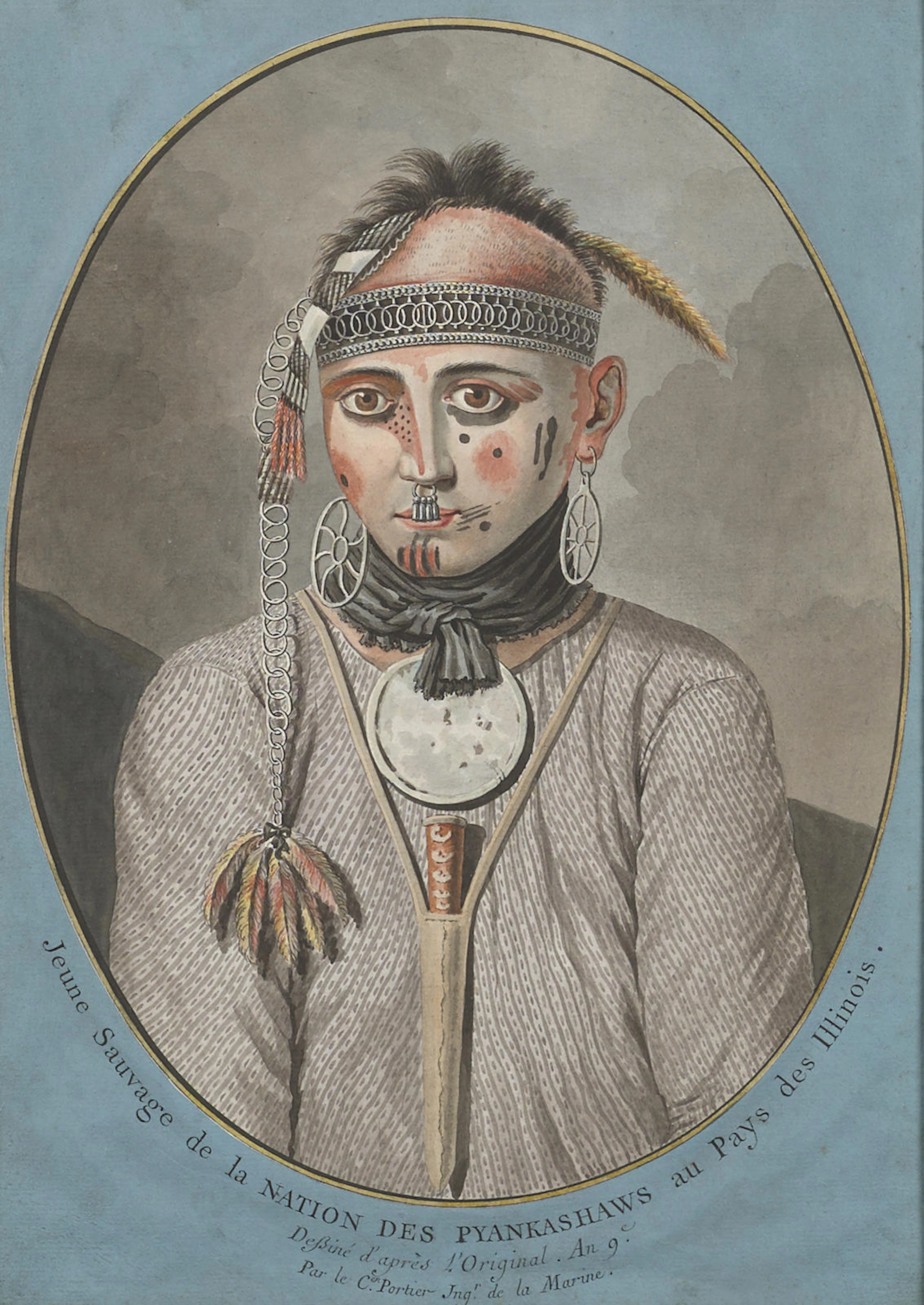 A painting of a young Piankeshaw man