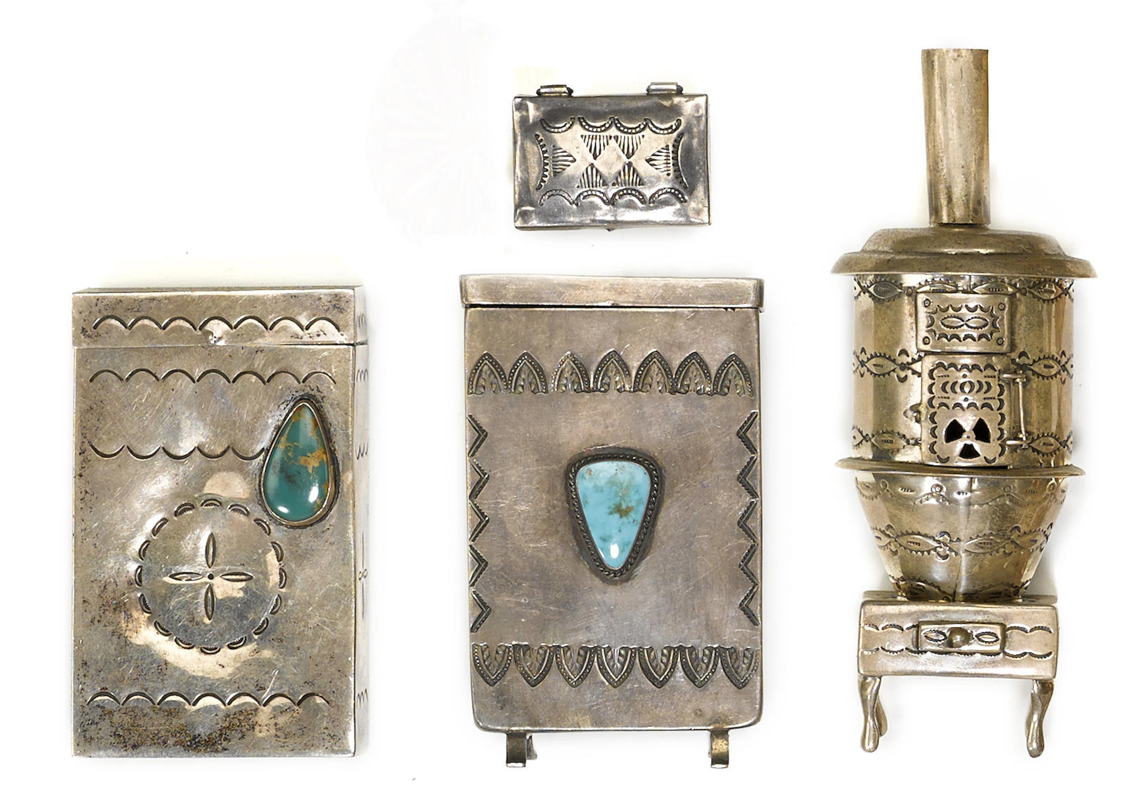 Four Navajo silver items