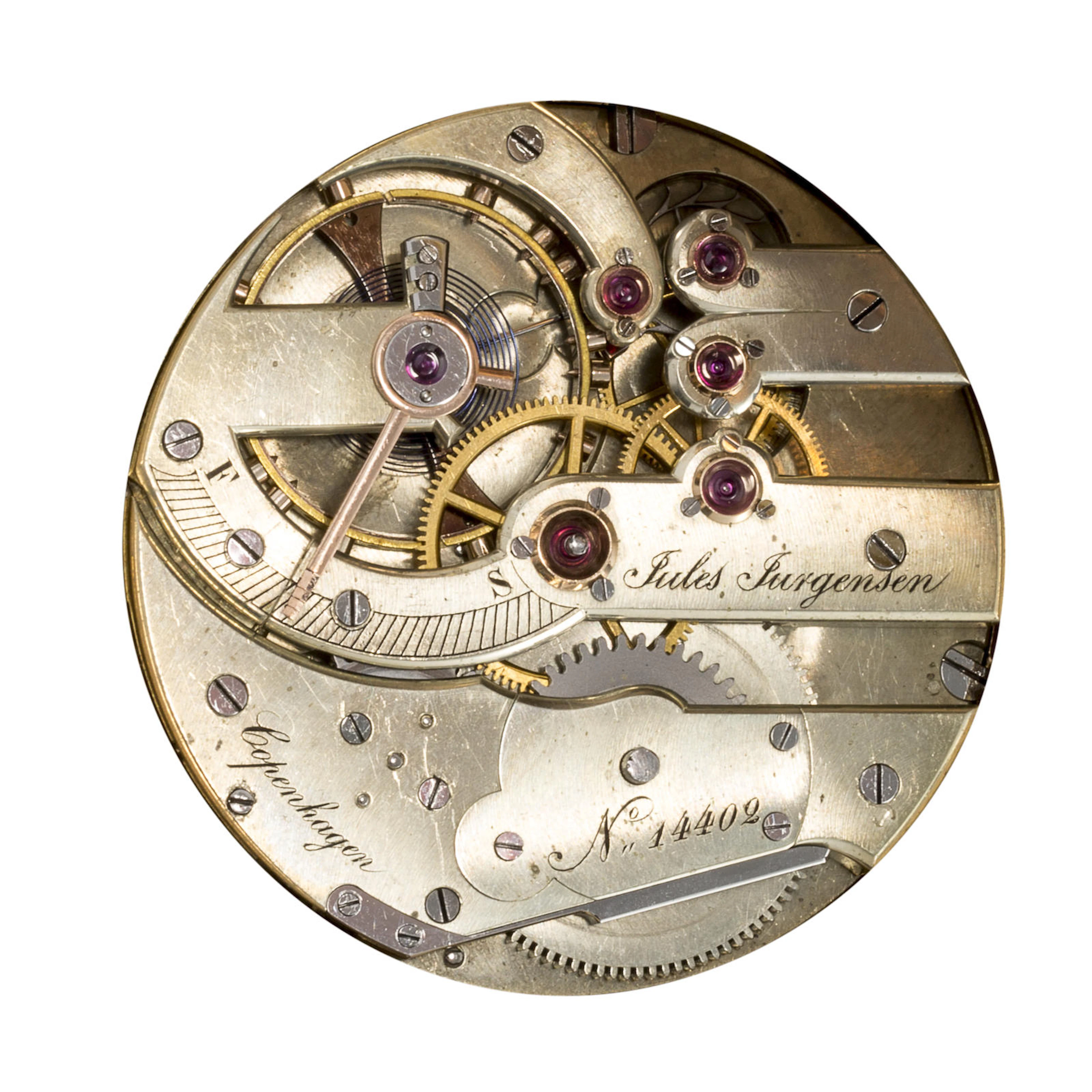 Jules Jurgensen, Copenhagen. A fine 18K rose gold openface keyless lever watch with box and certificate No