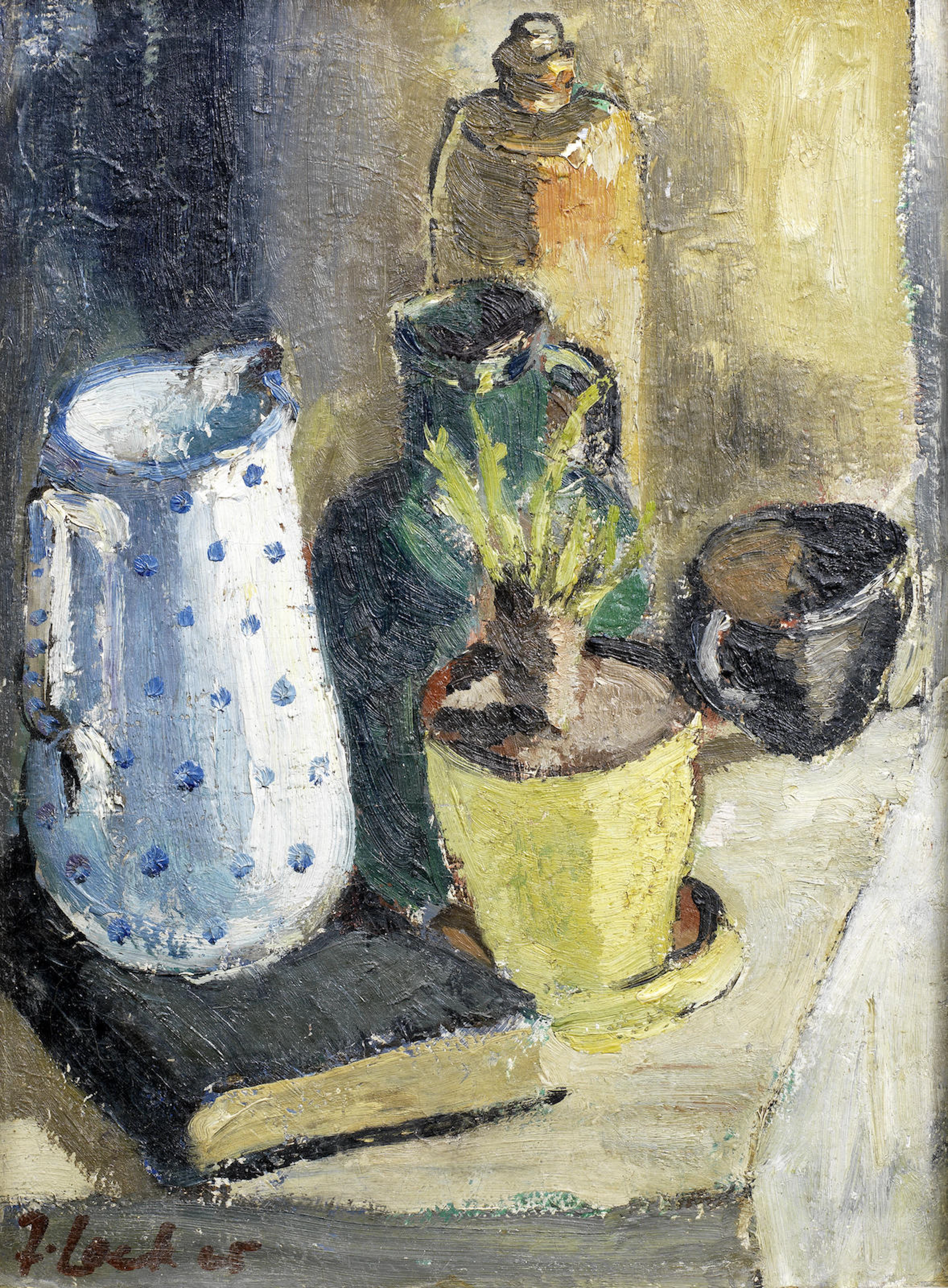 Still life with blue and white jug