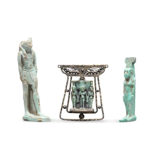 Three Egyptian glazed faience amulets 3