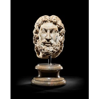 A Roman marble head of Zeus