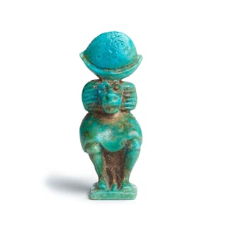 An Egyptian turquoise faience amulet of Thoth as a baboon