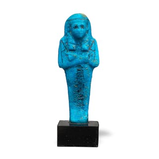 An Egyptian bright blue glazed faience shabti for the Controller of