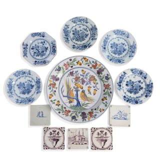 Eleven Tin-glazed Earthenware Items, Europe, 18th/19th century.