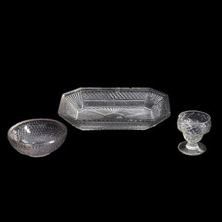 Three Blown-molded and Pressed Glass Table Items, America, mid-19th century.