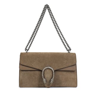 Gucci: a Brown Suede Dionysus Small Shoulder Bag (includes leather