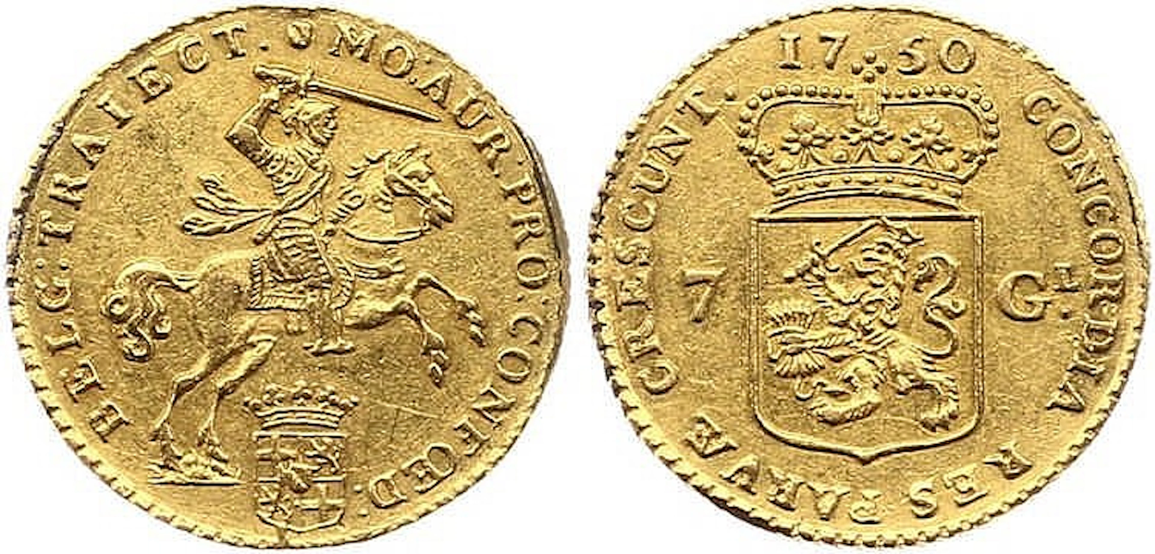 Pays-Bas. Utrecht. 7 Gulden, 1750 (Av - 4,97g - 21mm). Delm. 971; KM 103; F