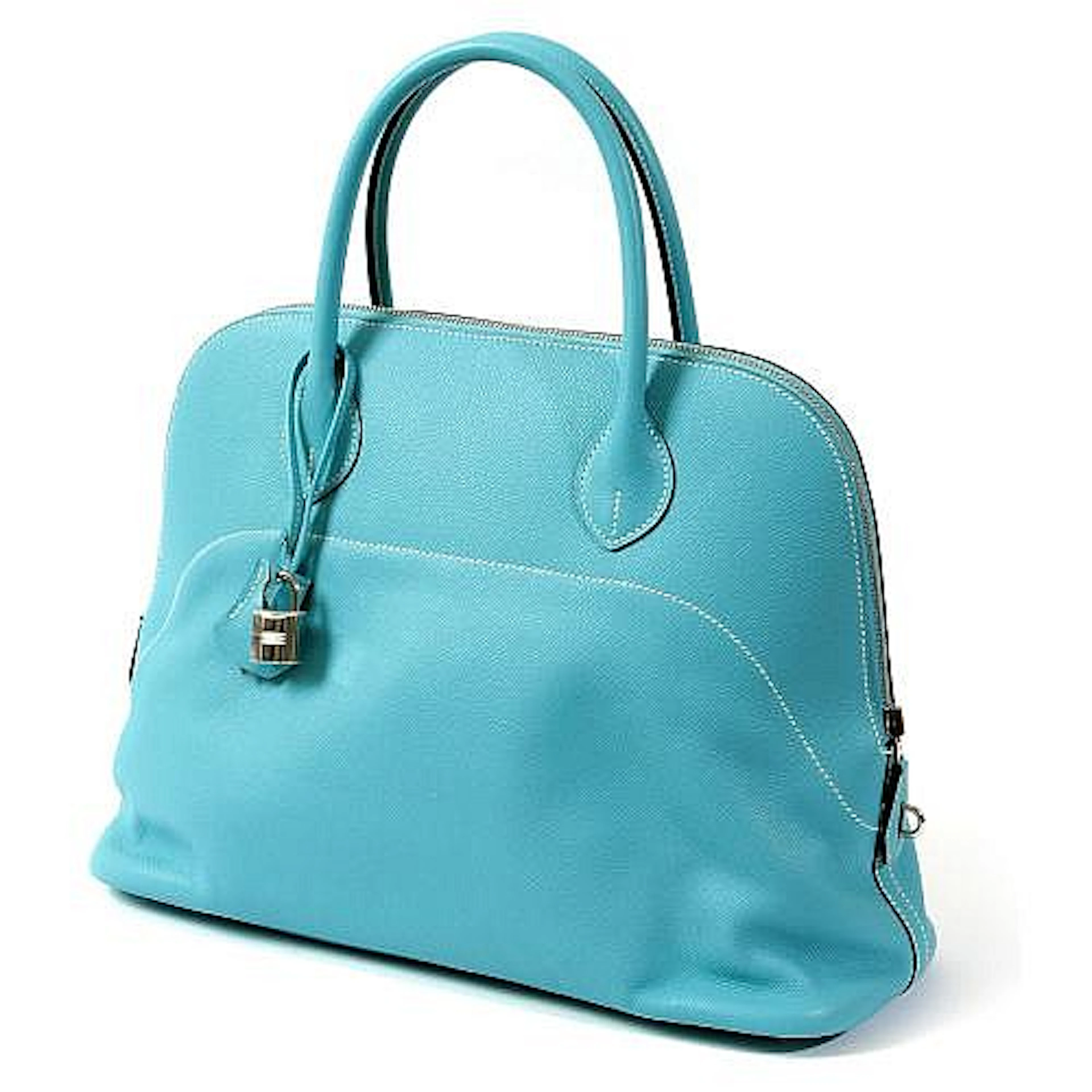 HERMESBolide-Travel Bag, 35cm, bleu atoll, vers 2010.Un très beau