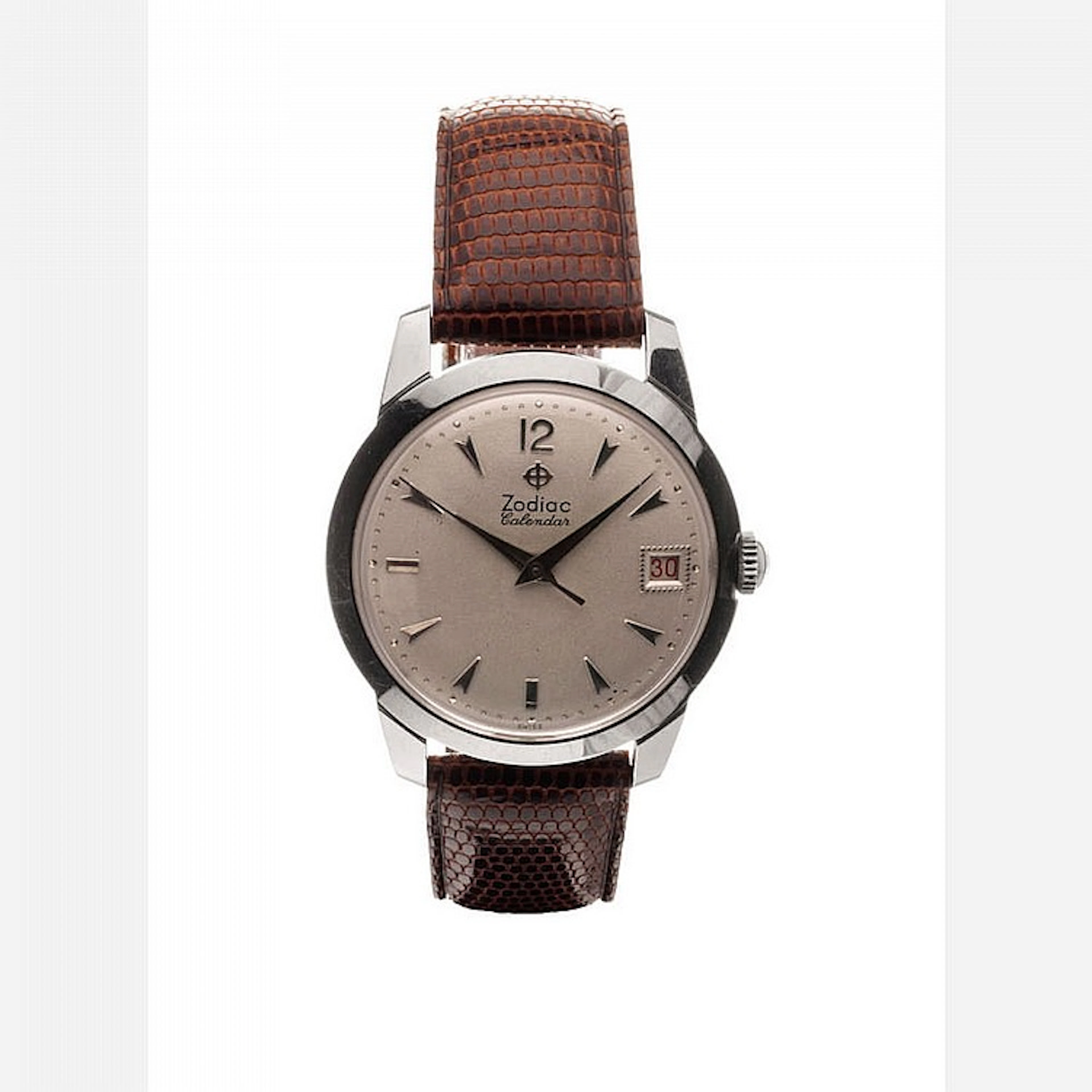 Zodiac, Calendar, n°430905, vers 1960. Une belle montre en acier