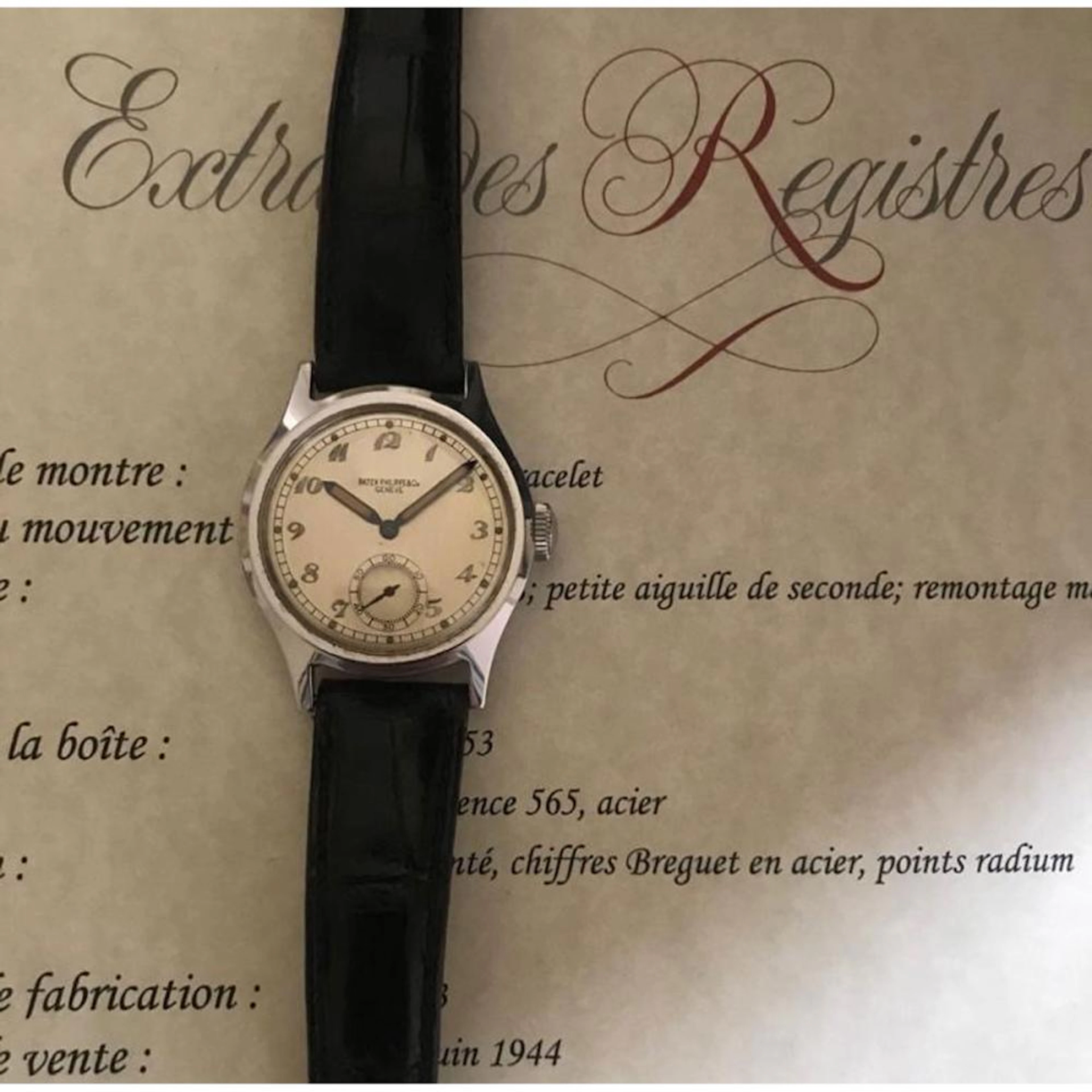 Patek Philippe, ref. 565, vendue en juin 1944