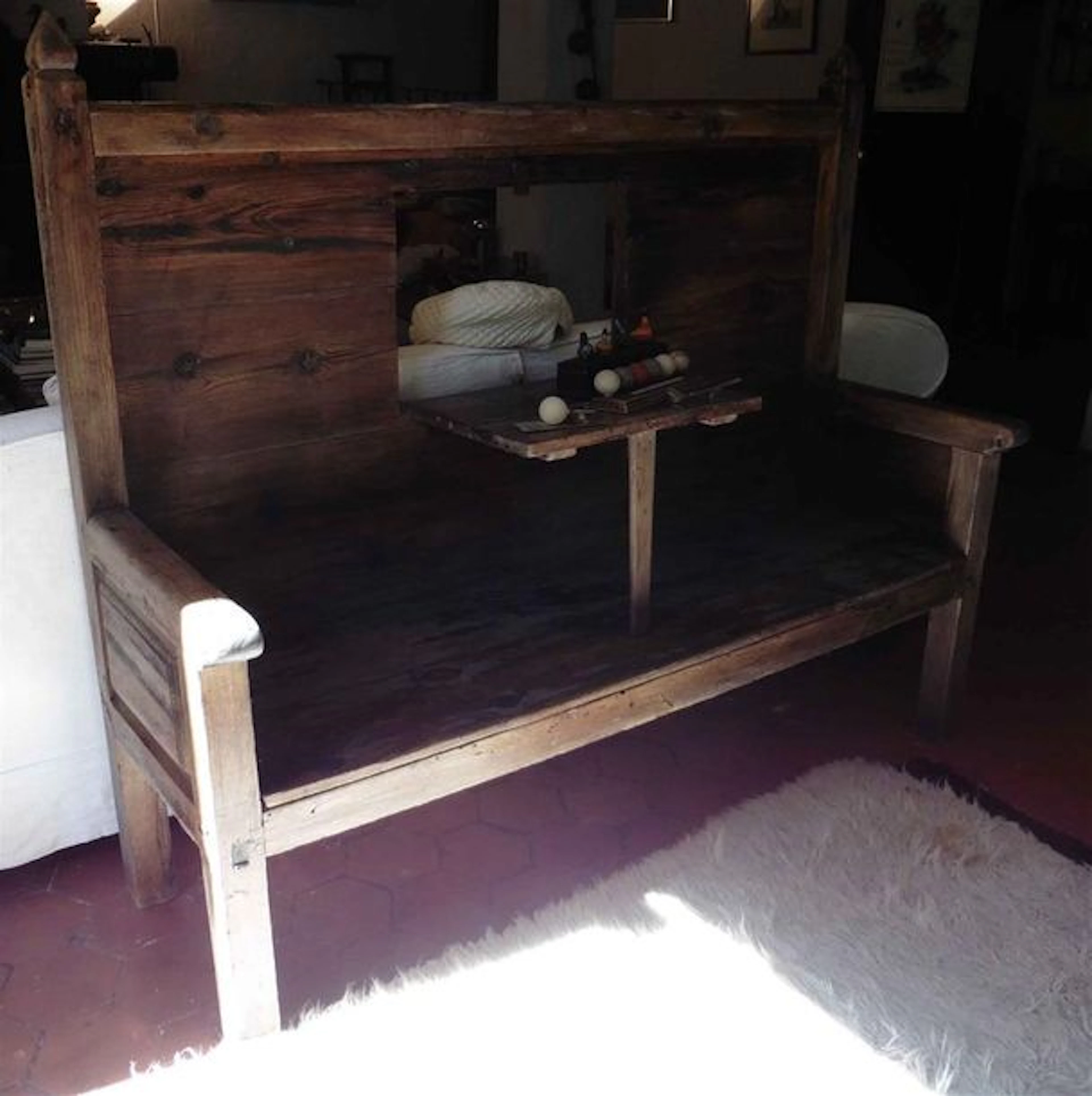 Banc de cheminée en chêne