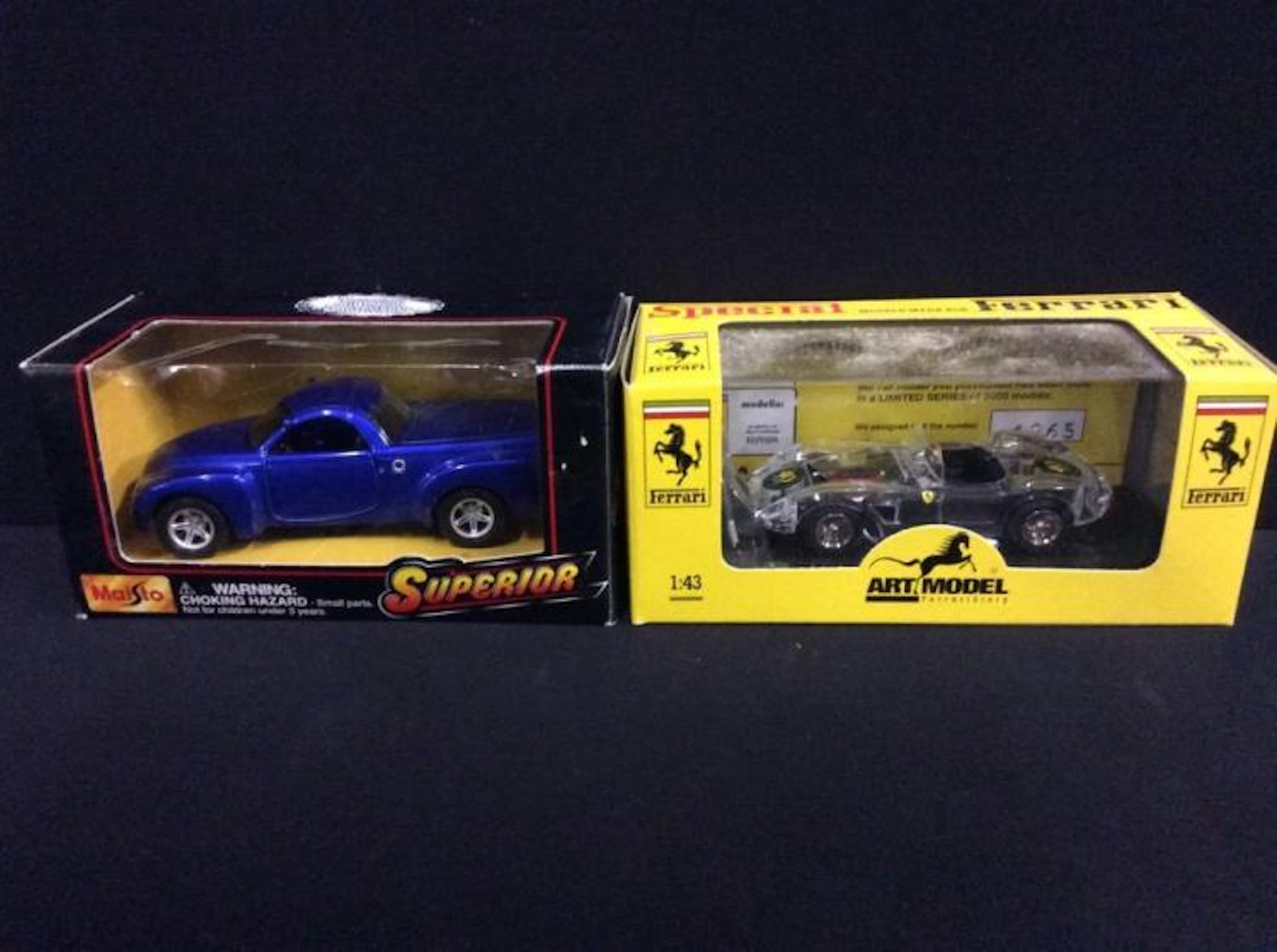 Ferrari 500 TRC by Art Model with an additional pick-up truck by Maisto
