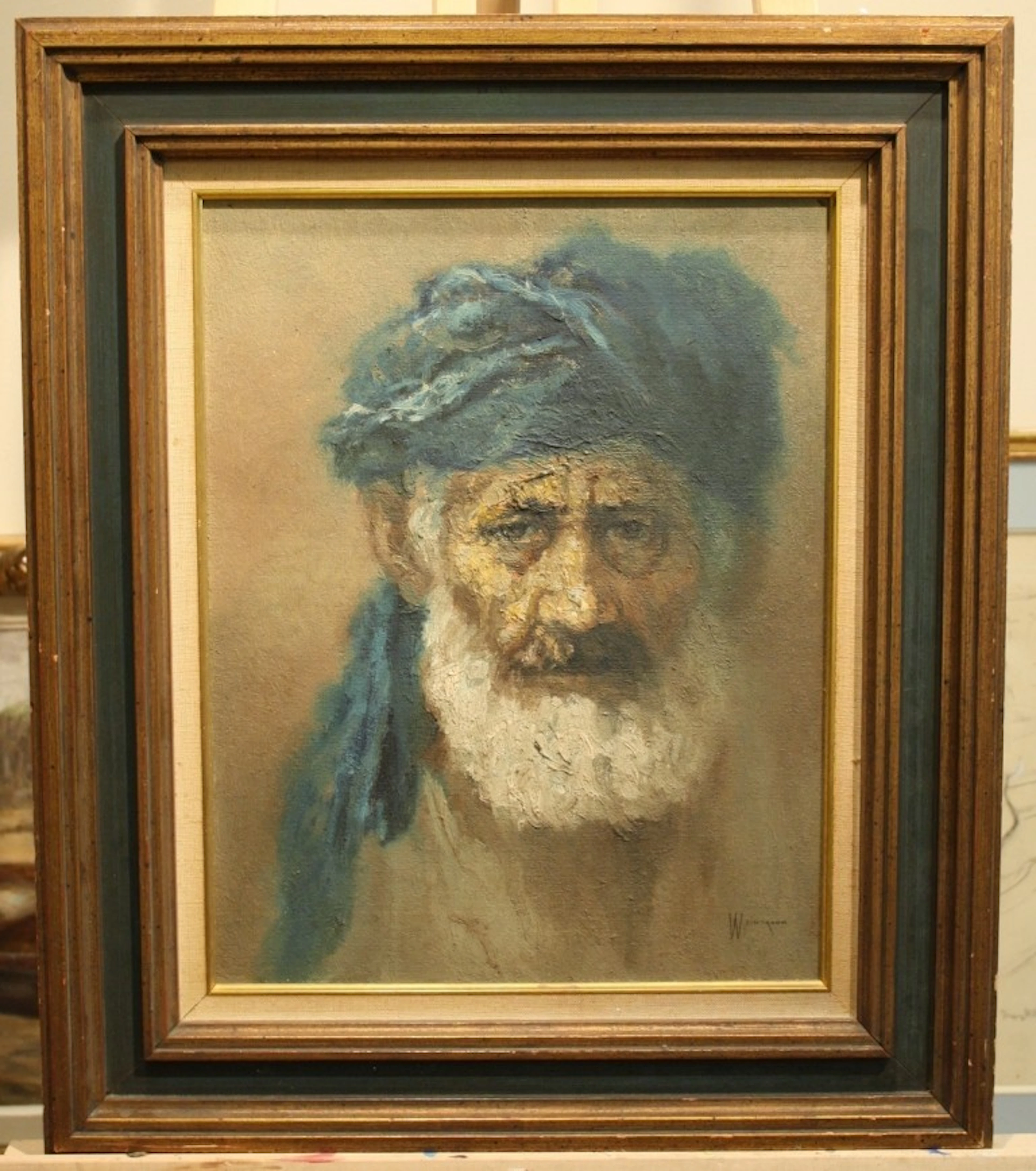 134P: William Weintraub Israeli Portrait O/B Painting