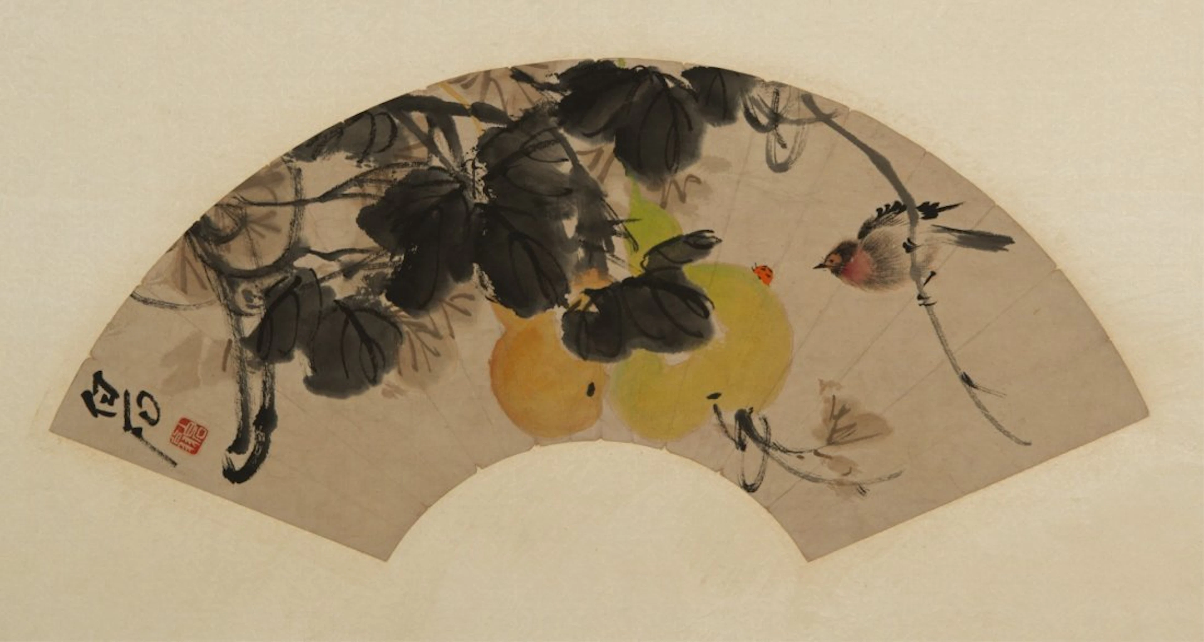 Chinese Fan Painting Calabash Qi Bashi 1864-1957
