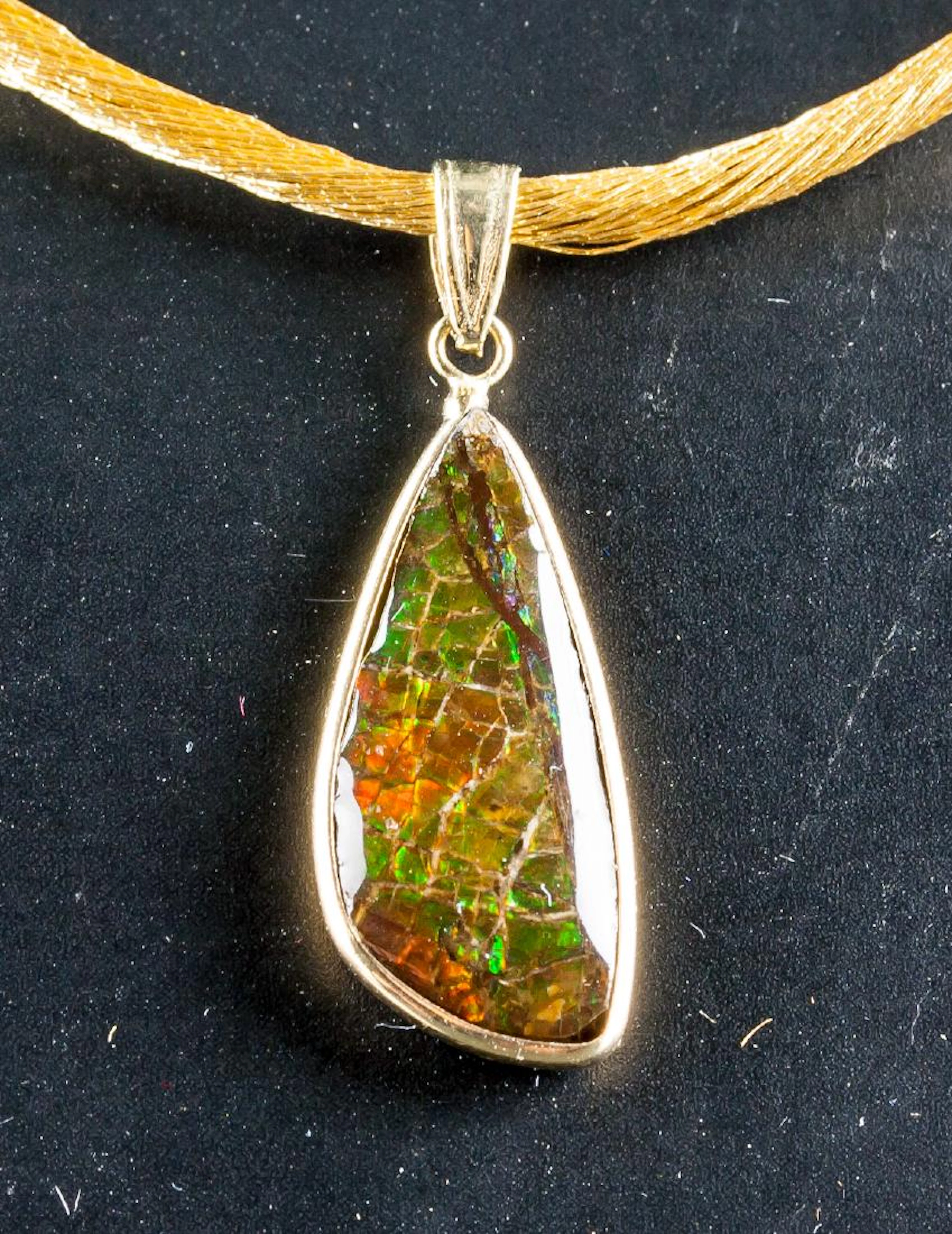 Ammolite Pendant w/Fashion Cord Necklace RV $800