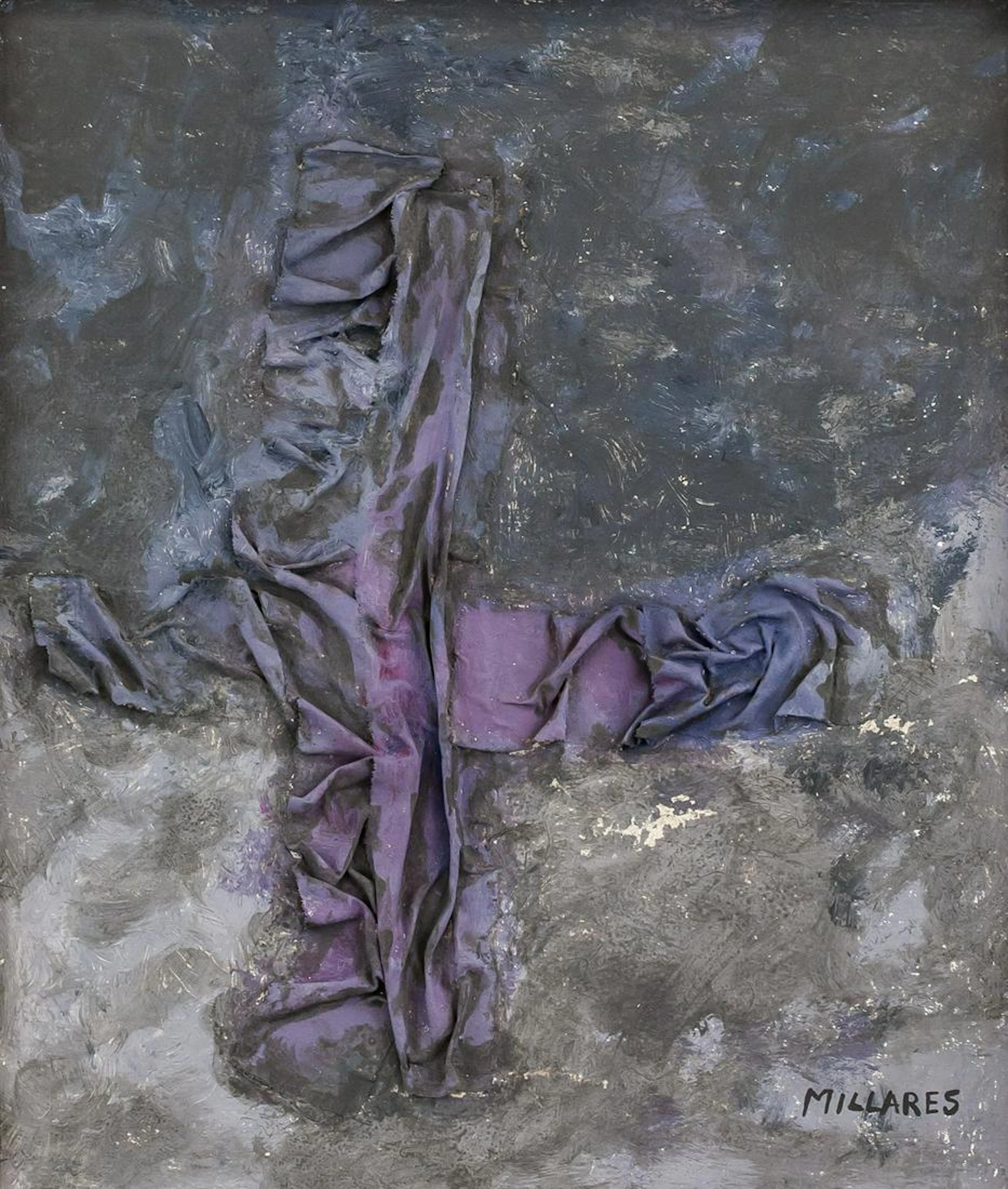 Manolo Millares Spanish Abstract Mixed Media