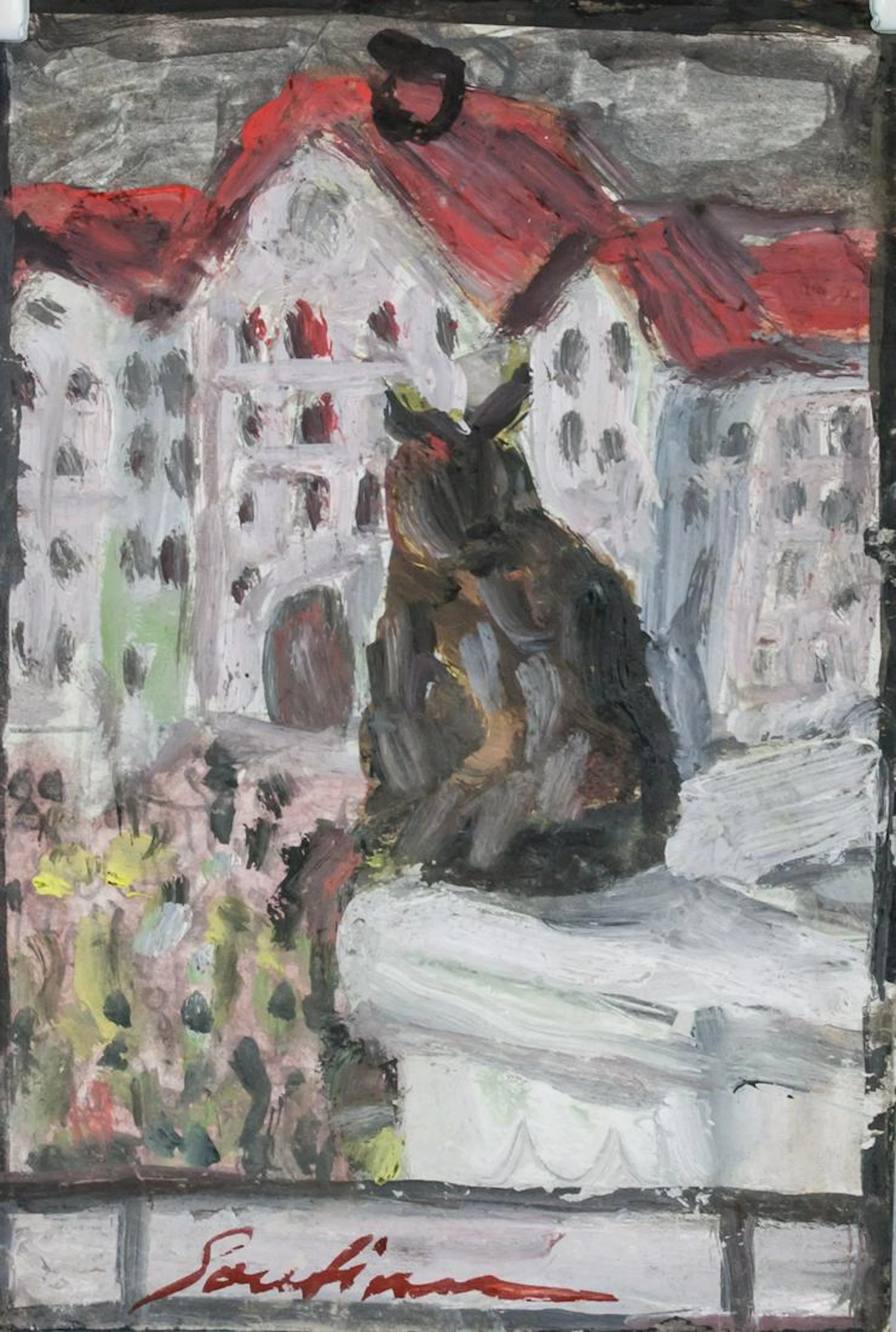 Chaim Soutine Expressionist Mixed Media on Board