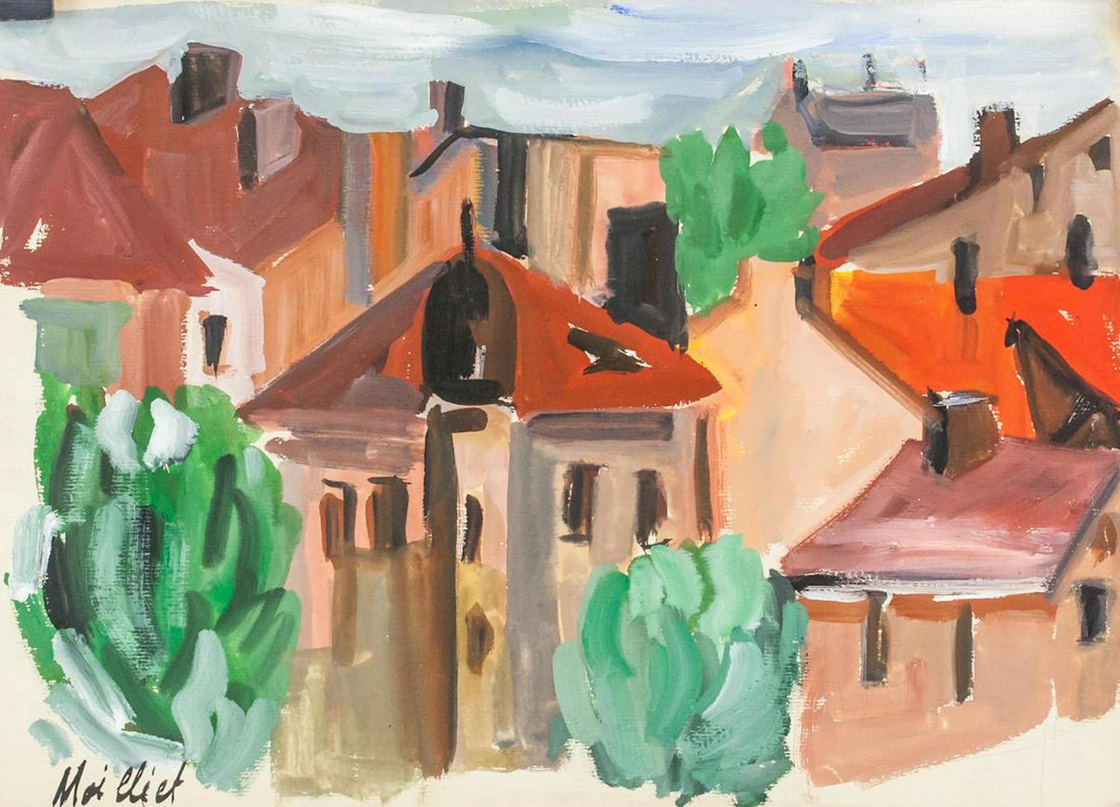Louis Rene Moilliet Swiss Gouache on Paper