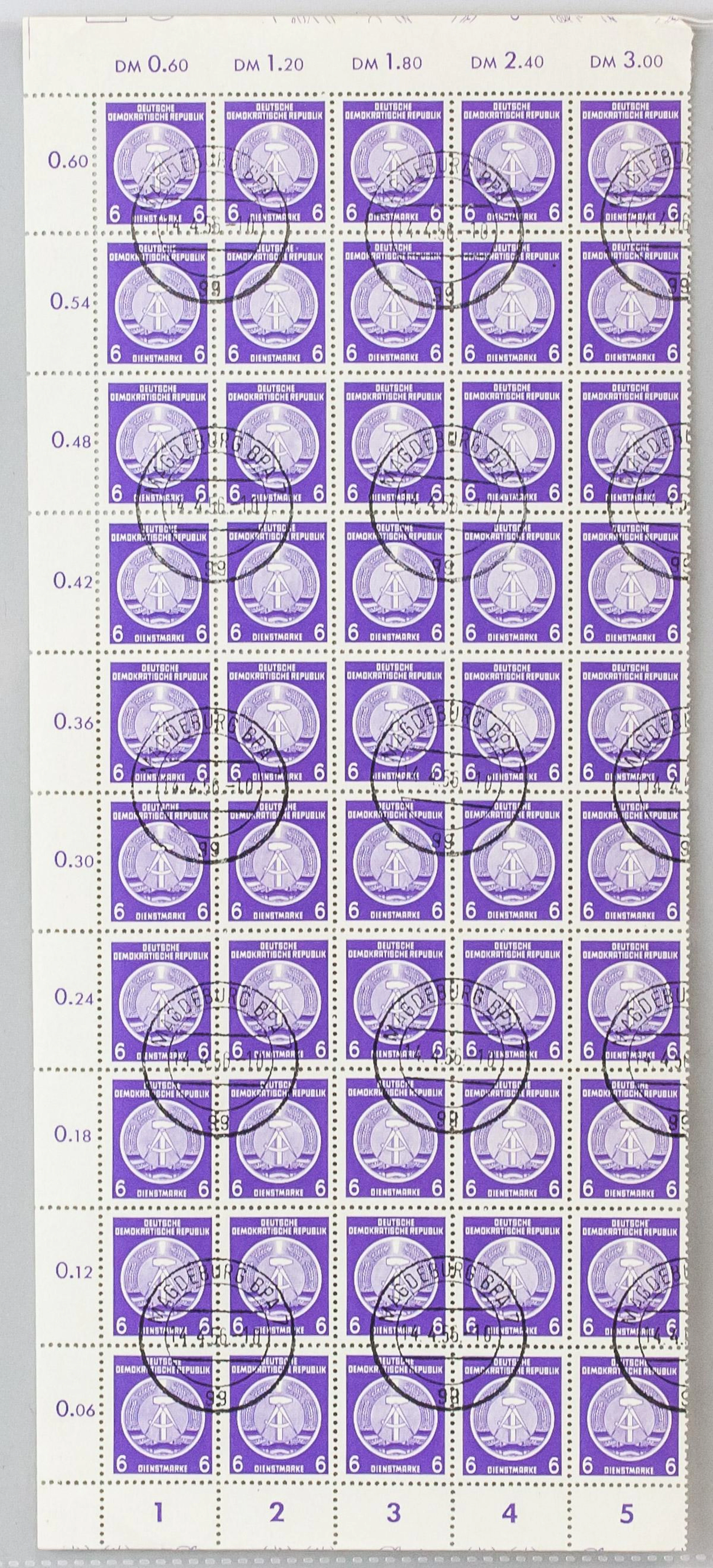 German 6 Pfennig Stamps DDR DIENSTMARKE 1950s