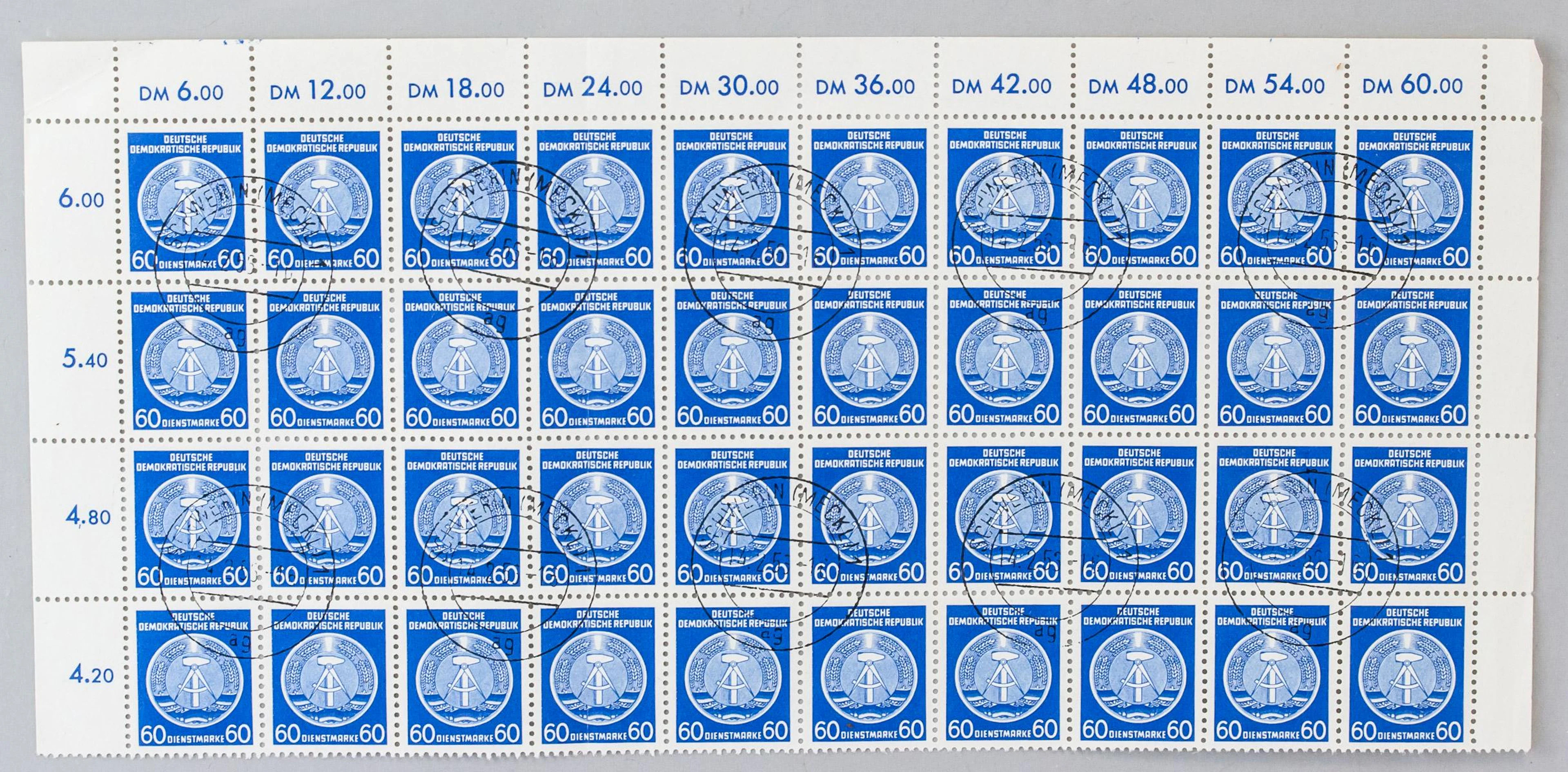 German 60 Pfennig Stamps DDR DIENSTMARKE 1950s