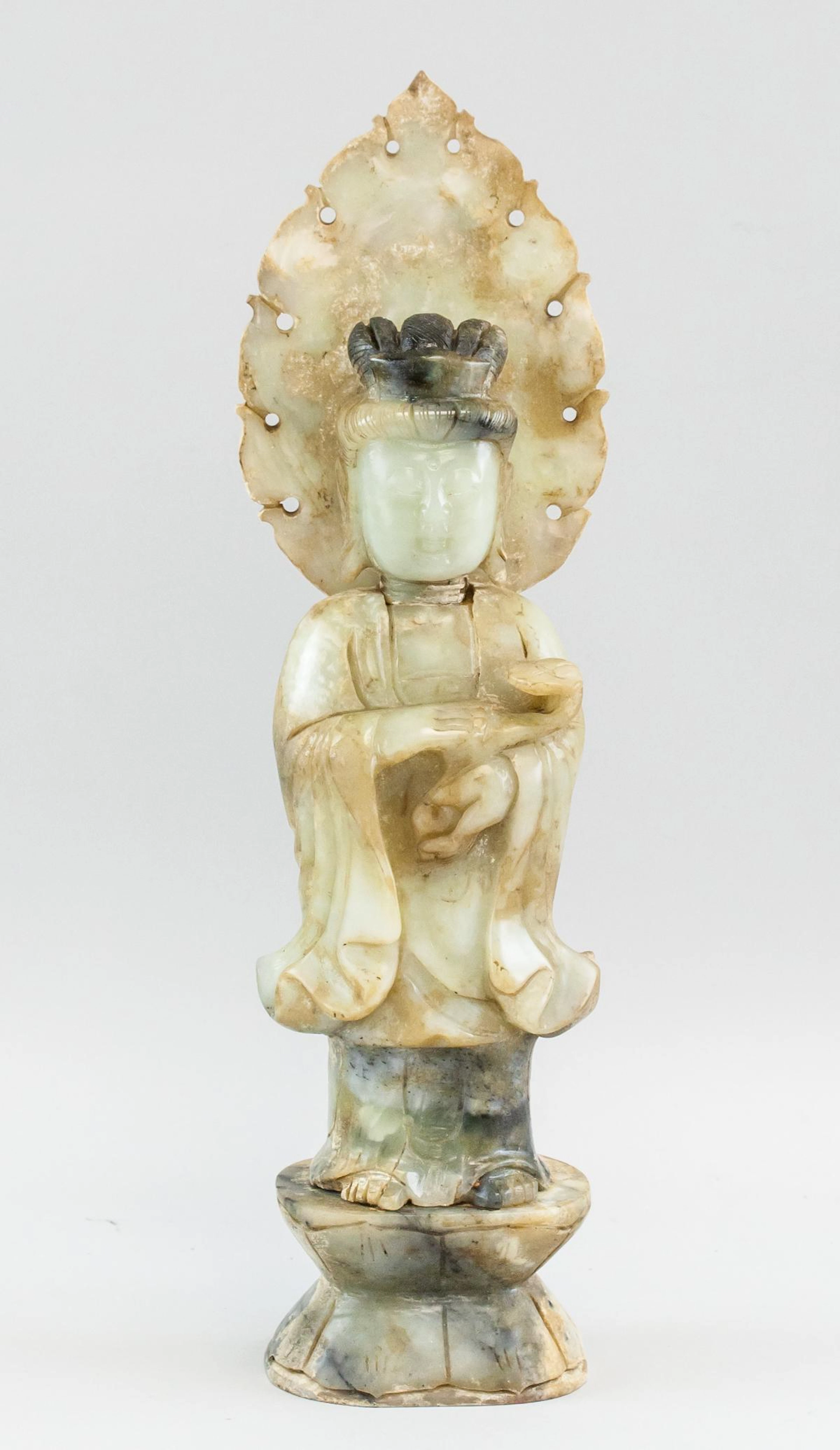 Chinese White Jade Buddha Guanyi