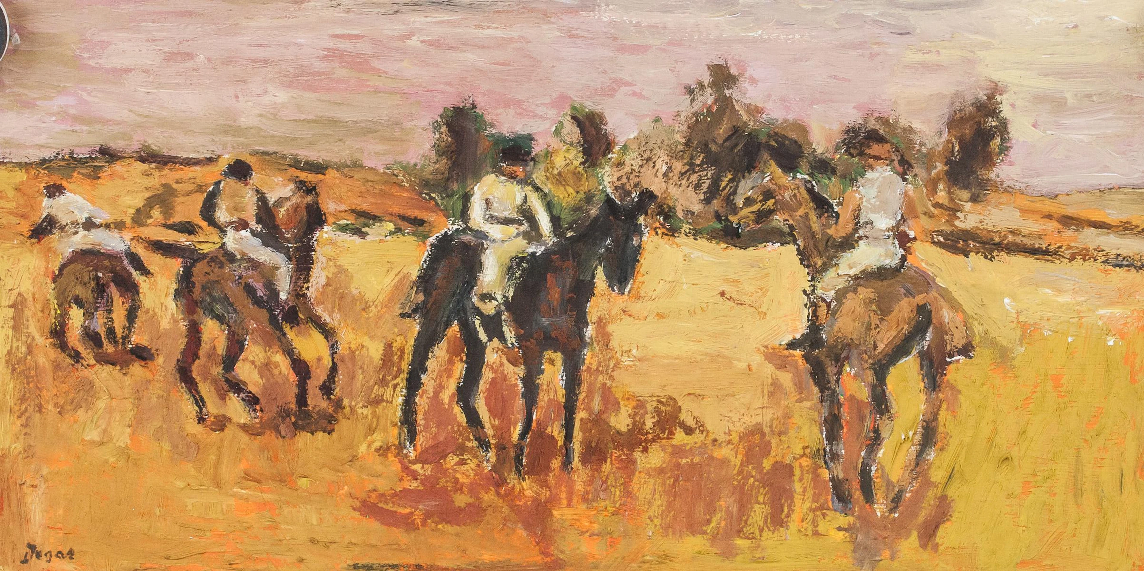French Impressionist Oil on Paper Signed Degas