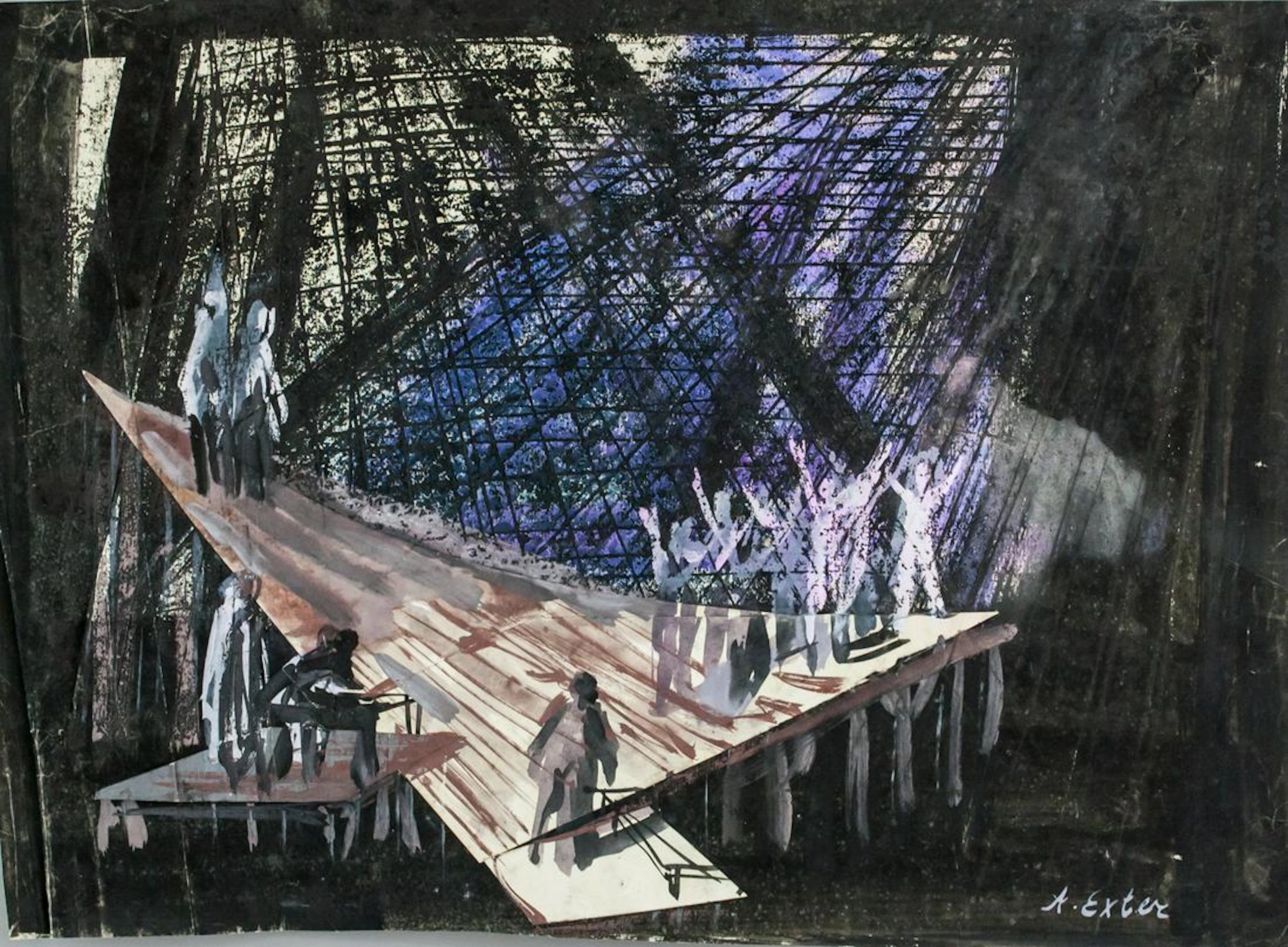Russian Mixed Media on Paper Signed A. Exter