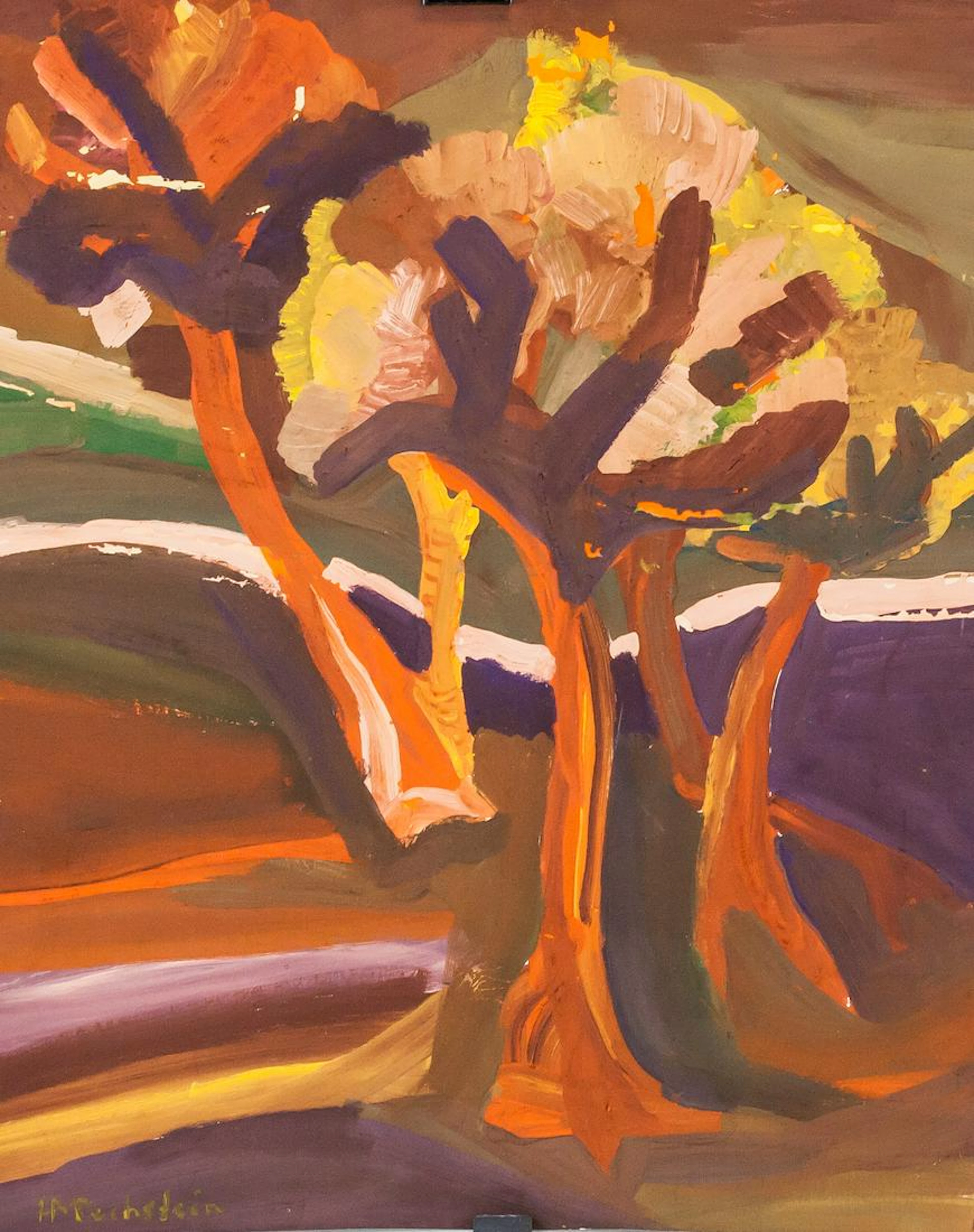German Acrylic on Paper Signed HM Pechstei