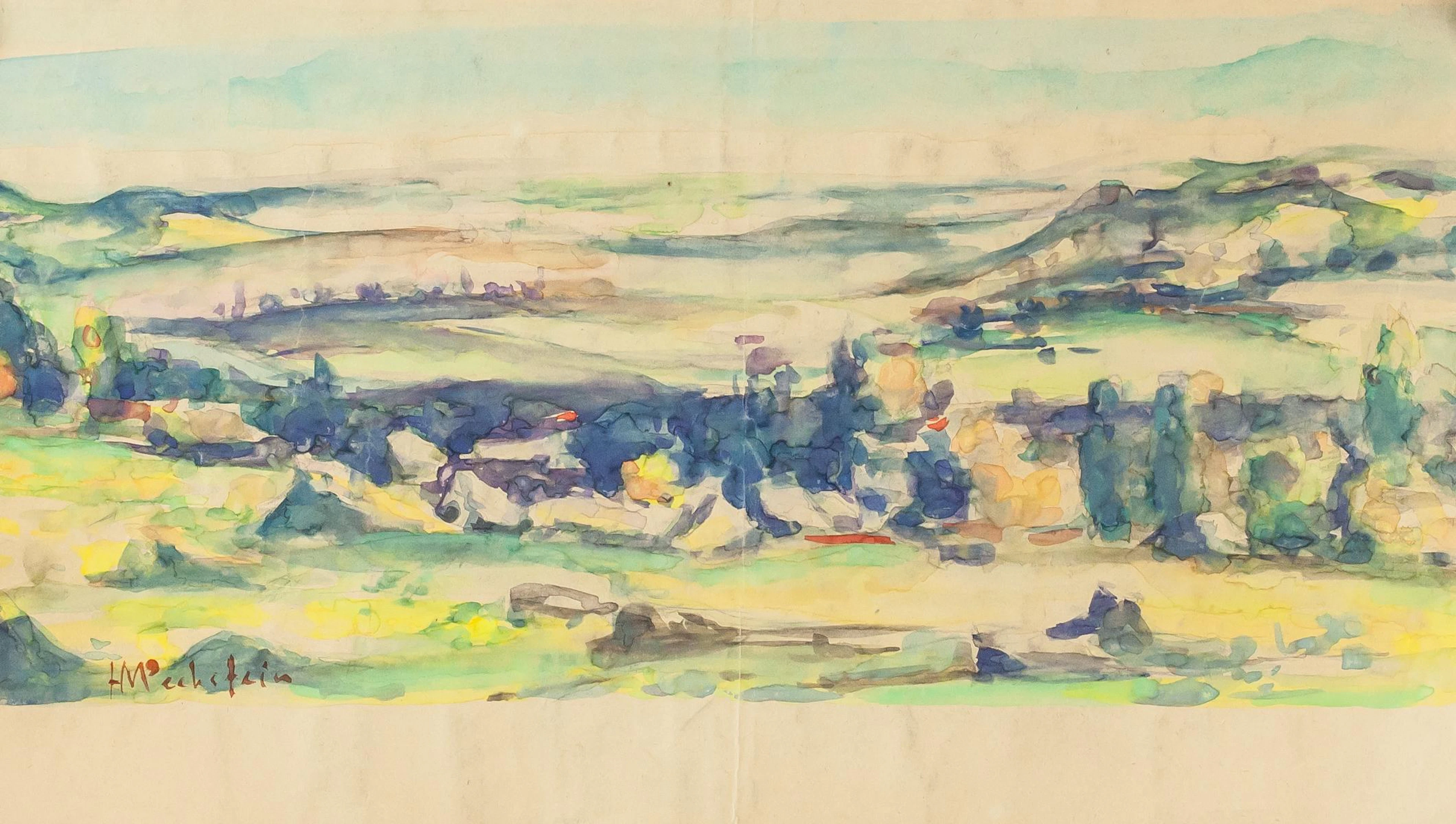 German Watercolor on Paper Signed HM Pechstei