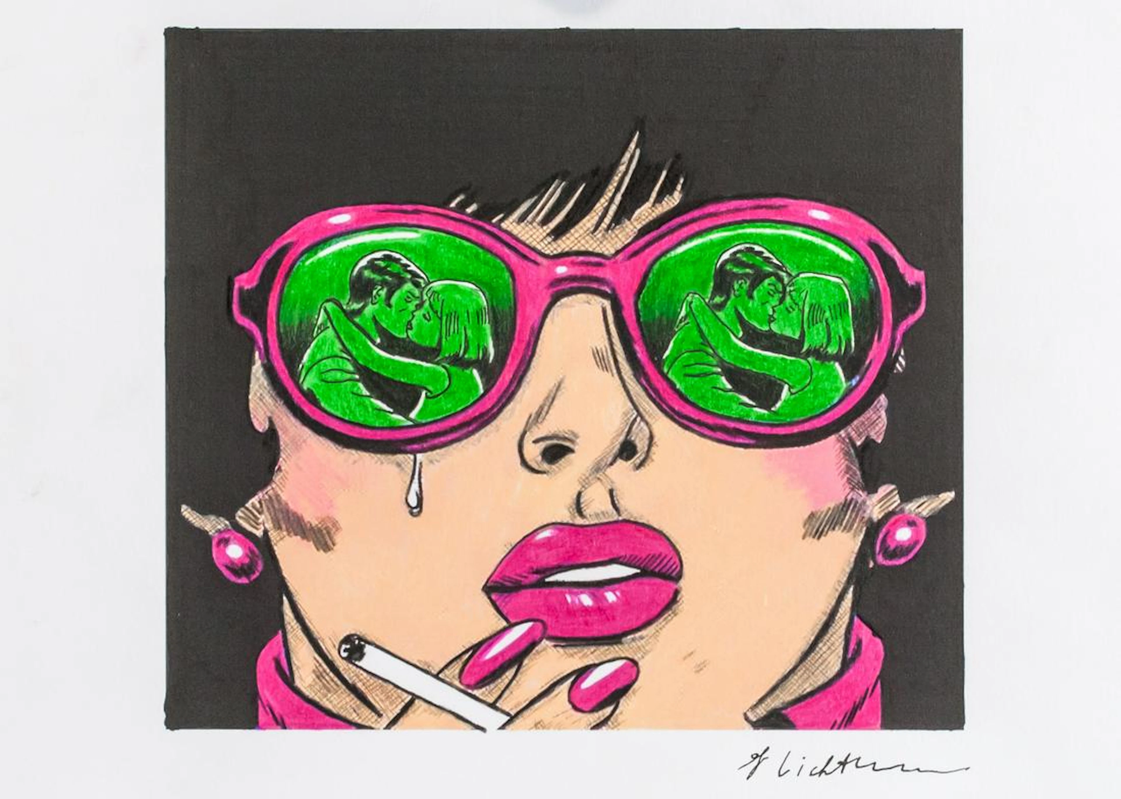 American Mixed Media Paper Signed R. Lichtenstei