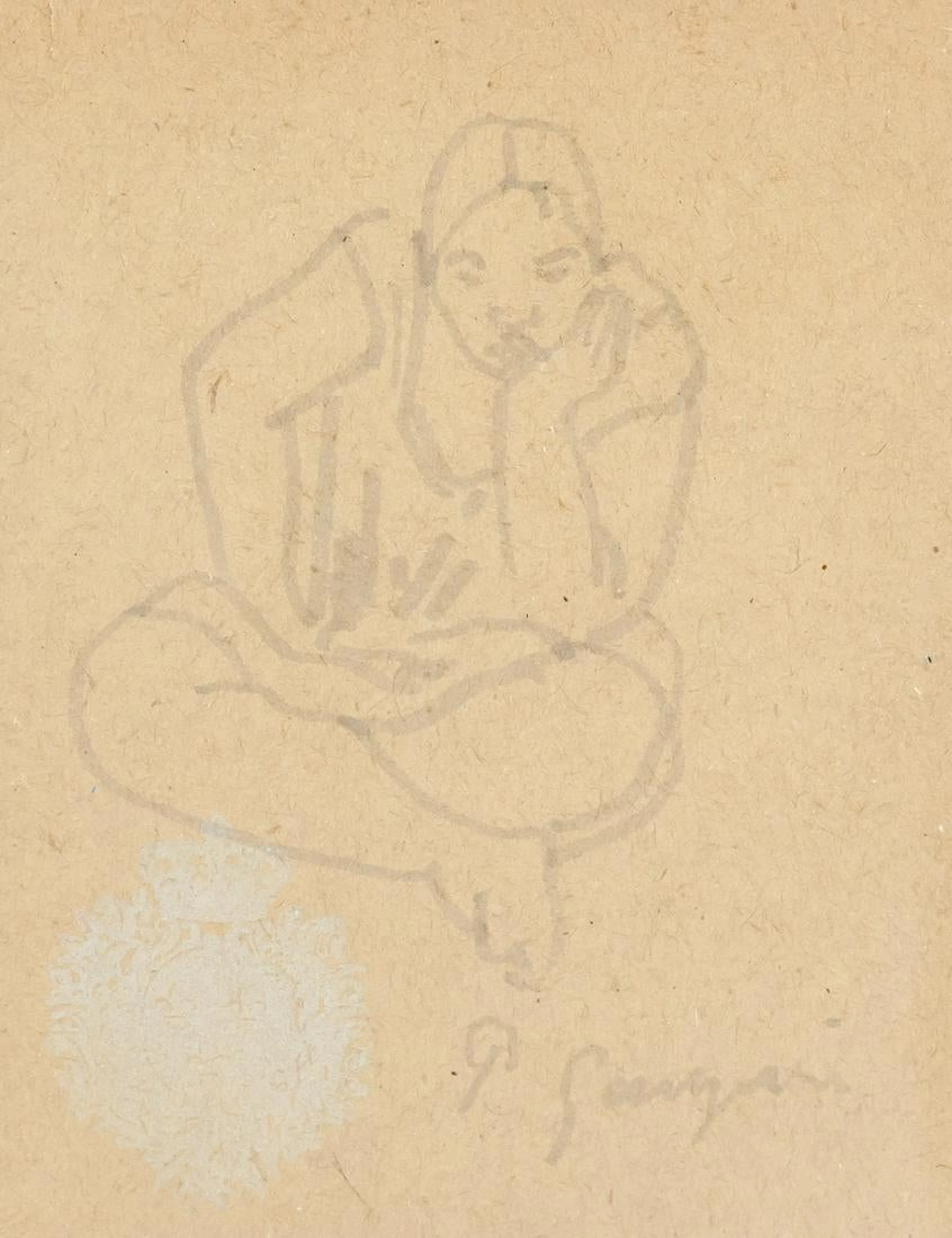 French Ink on Paper Signed P Gaugi