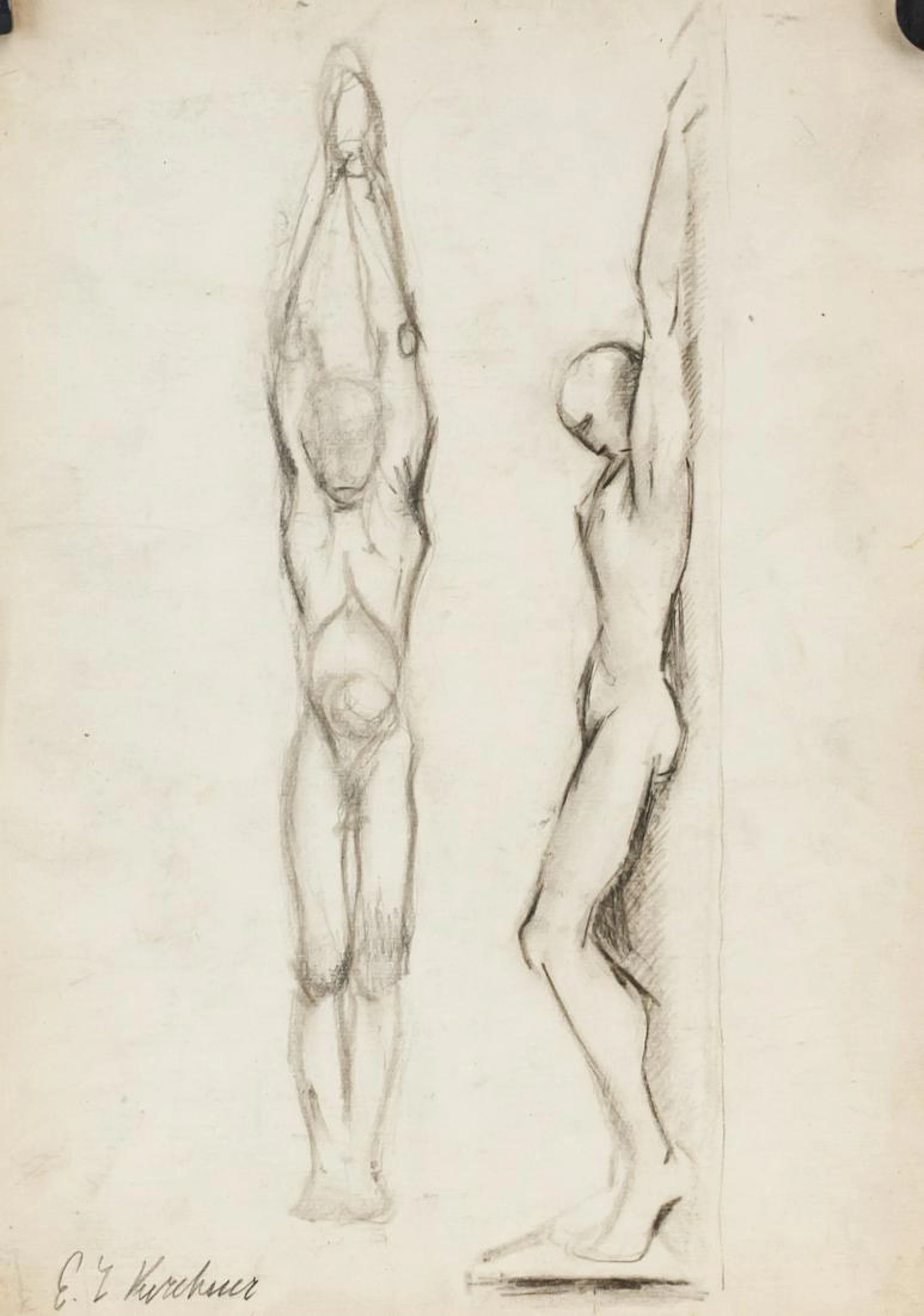 German Pencil on Paper Signed EL Kirchner
