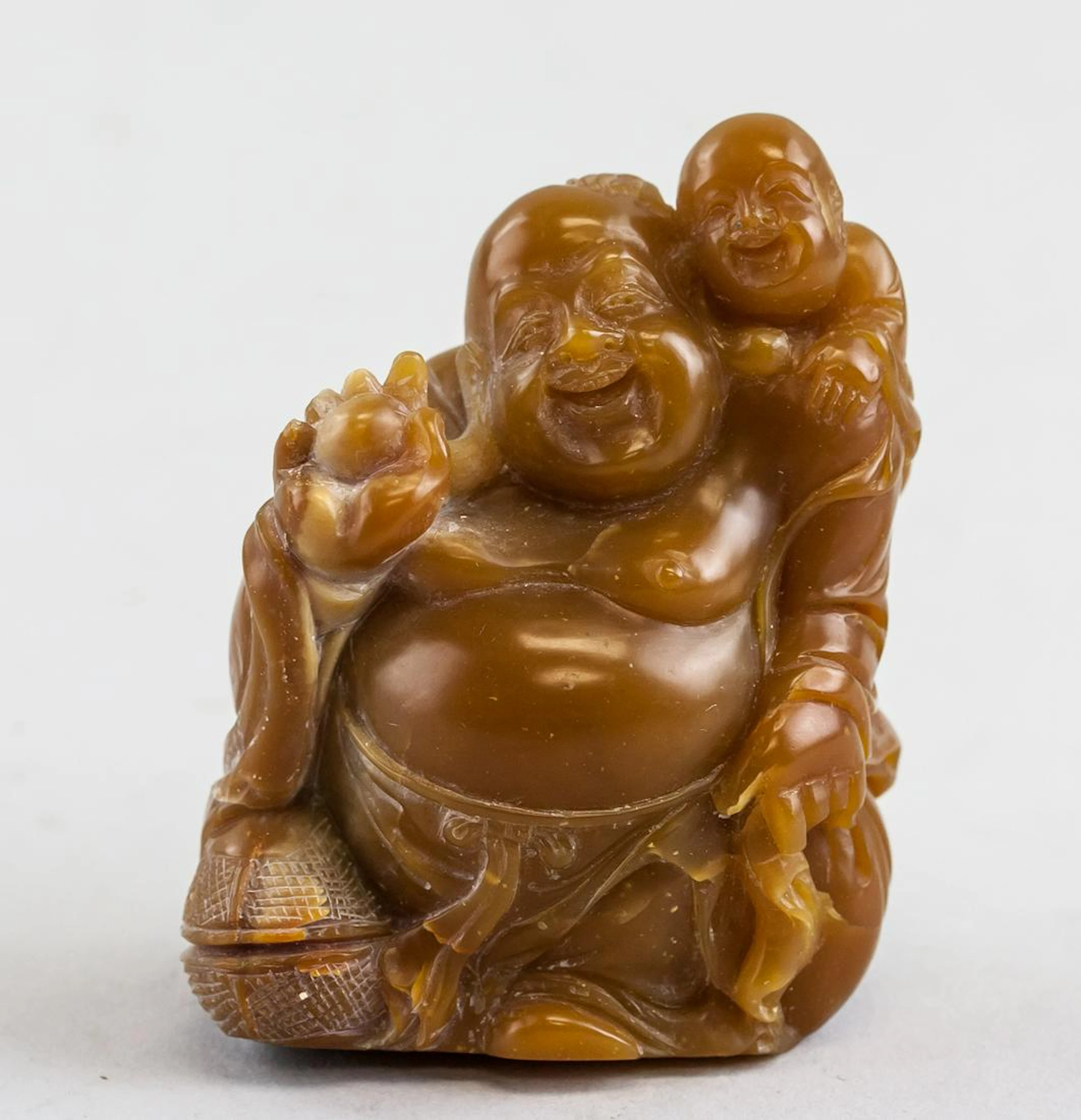 Chinese Shoushan Stone Happy Buddha Statue