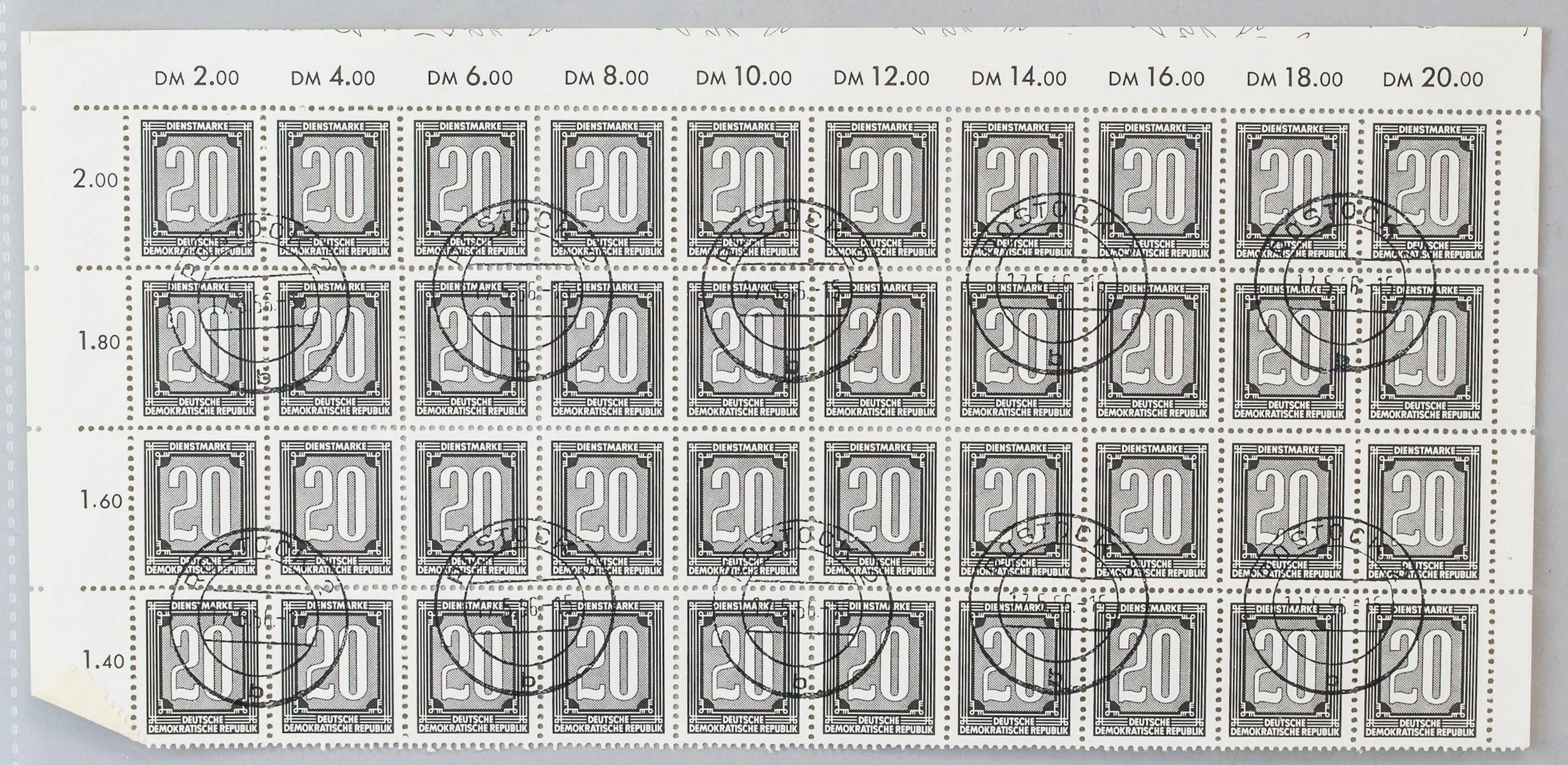 German 20 Pfennig Stamps DDR DIENSTMARKE 1950s