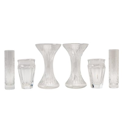 Three Pairs of Baccarat Crystal Vases