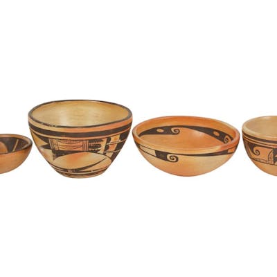 Four Hopi Pottery Bowls